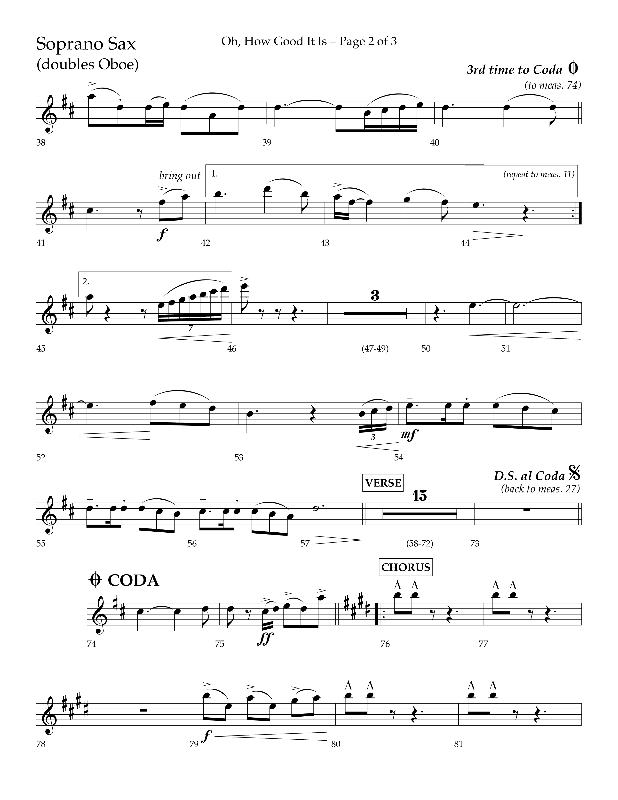 Oh How Good It Is (Choral Anthem SATB) Soprano Sax (Lifeway Choral / Arr. David Hamilton)