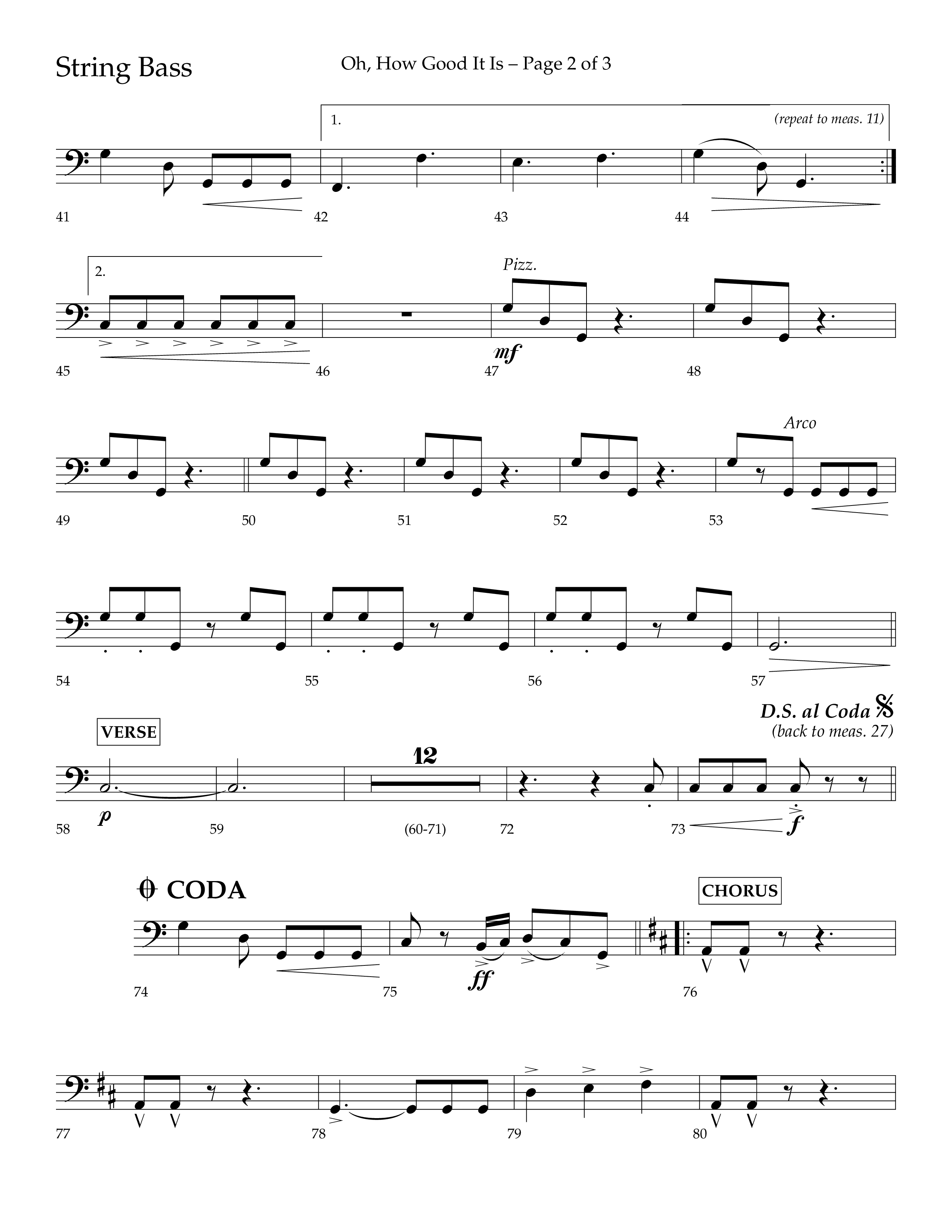 Oh How Good It Is (Choral Anthem SATB) String Bass (Lifeway Choral / Arr. David Hamilton)