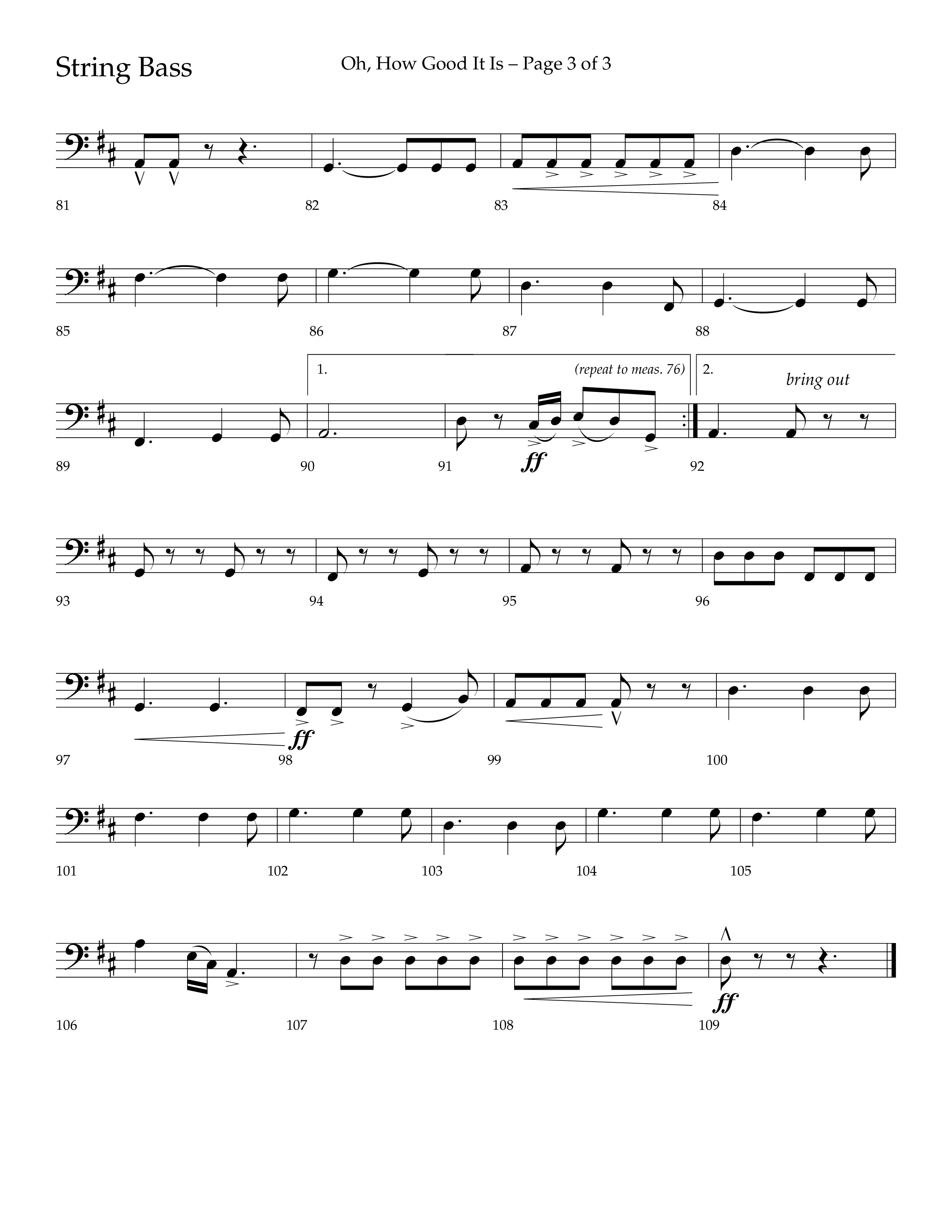 Oh How Good It Is (Choral Anthem SATB) String Bass (Lifeway Choral / Arr. David Hamilton)