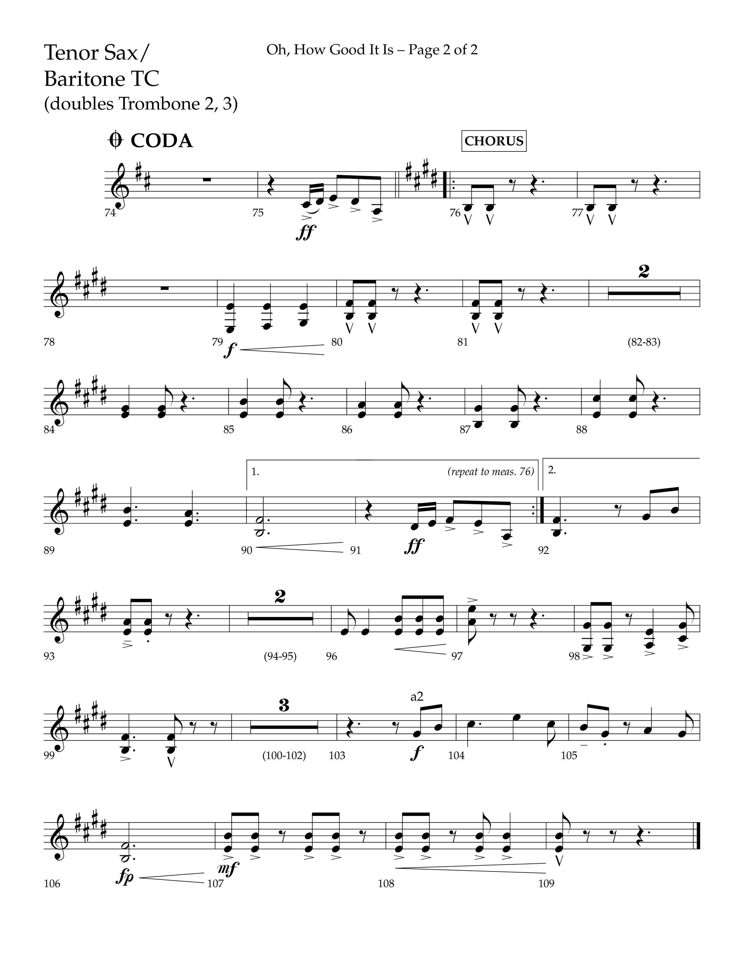 Oh How Good It Is (Choral Anthem SATB) Tenor Sax/Baritone T.C. (Lifeway Choral / Arr. David Hamilton)