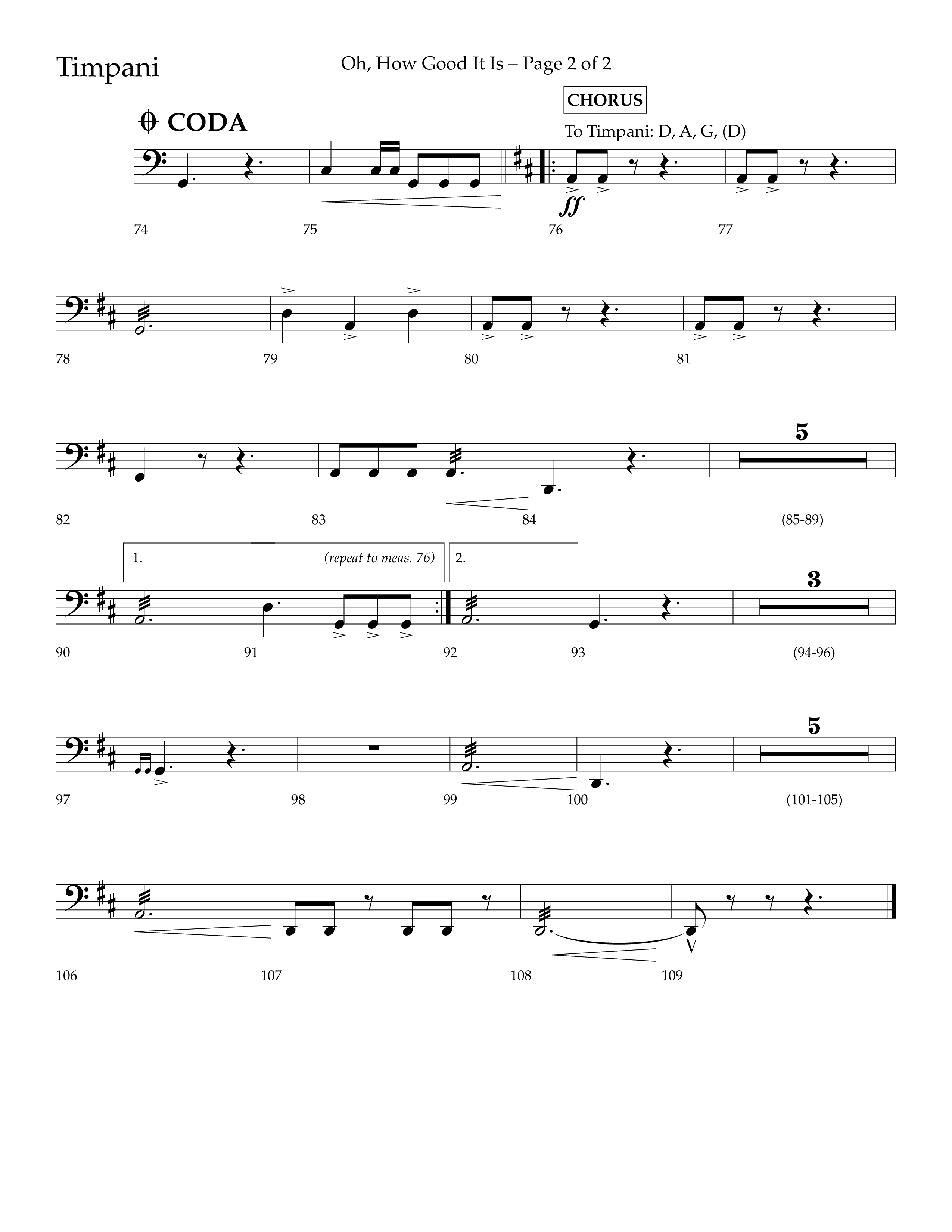 Oh How Good It Is (Choral Anthem SATB) Timpani (Lifeway Choral / Arr. David Hamilton)