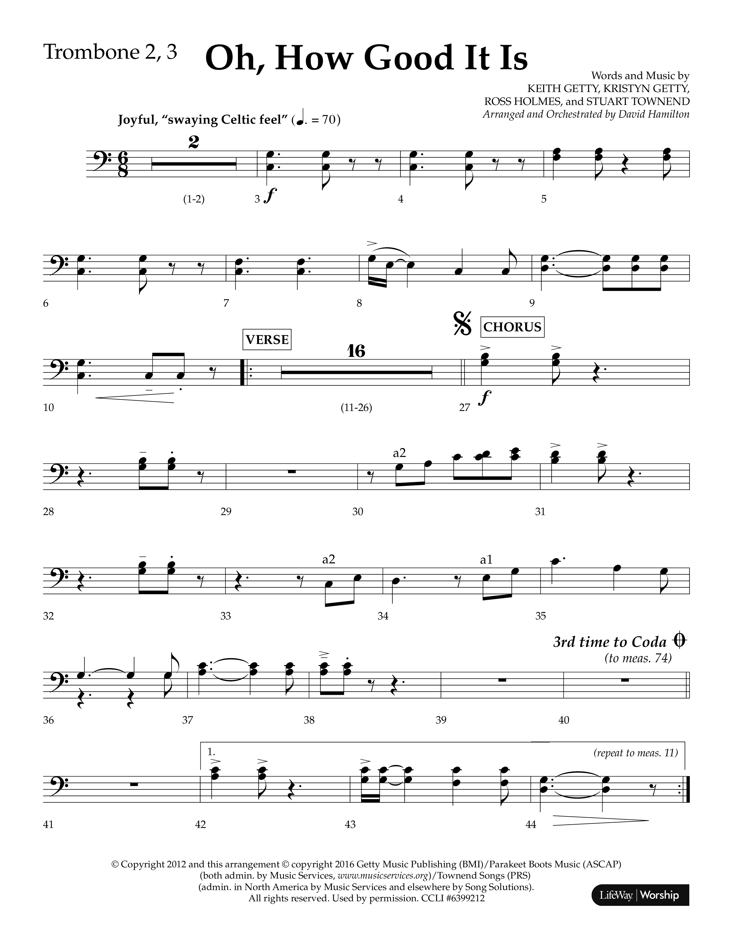 Oh How Good It Is (Choral Anthem SATB) Trombone 1/2/3 (Lifeway Choral / Arr. David Hamilton)