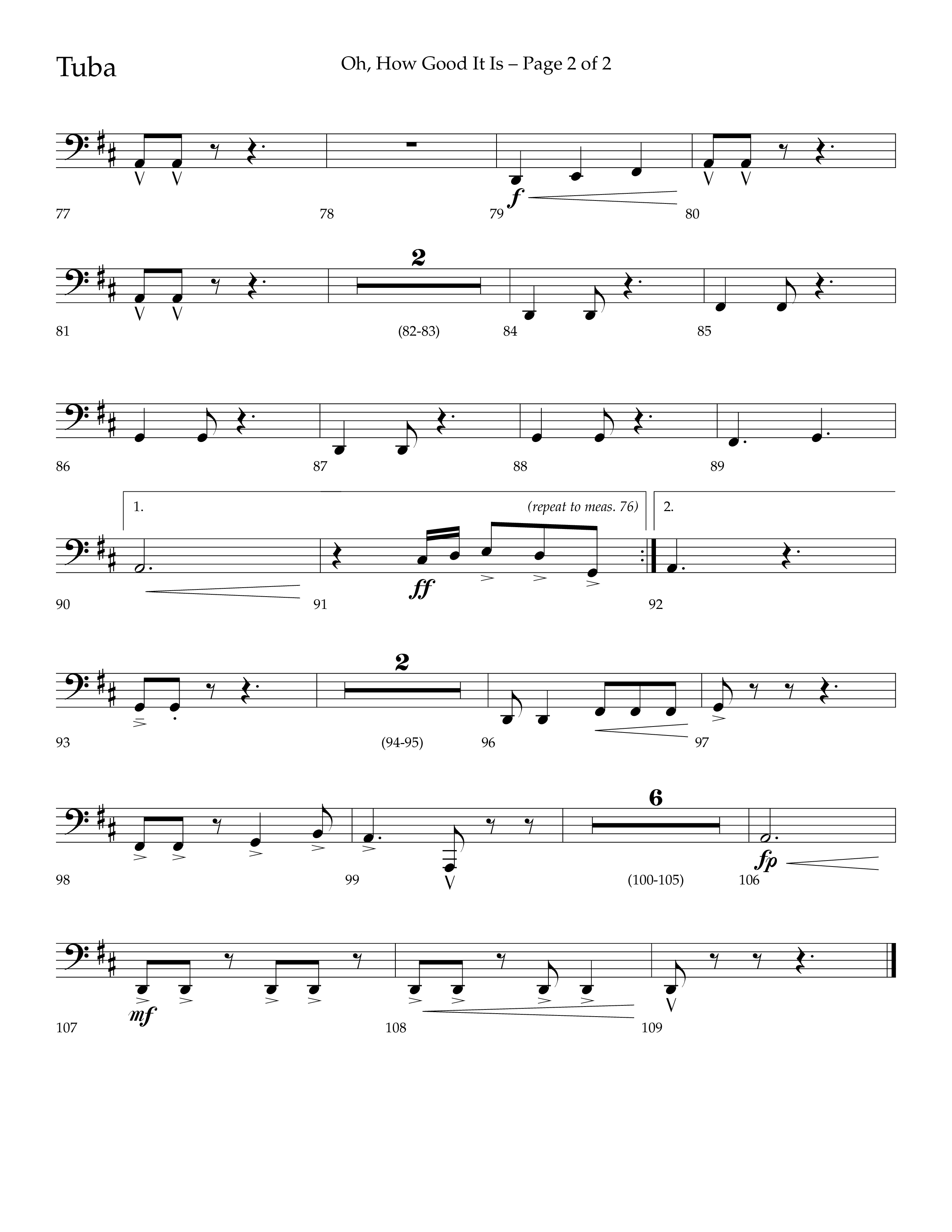 Oh How Good It Is (Choral Anthem SATB) Tuba (Lifeway Choral / Arr. David Hamilton)