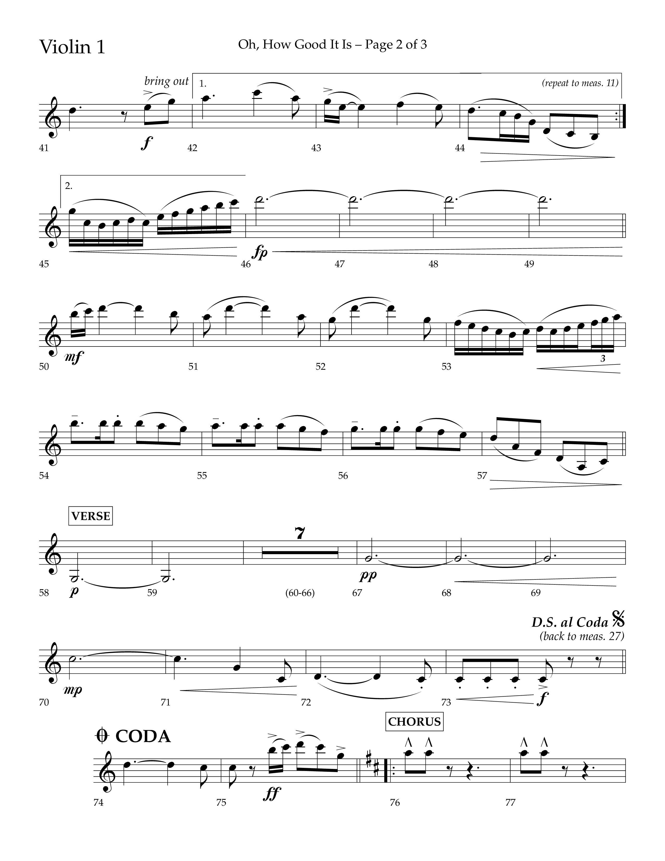 Oh How Good It Is (Choral Anthem SATB) Violin 1 (Lifeway Choral / Arr. David Hamilton)