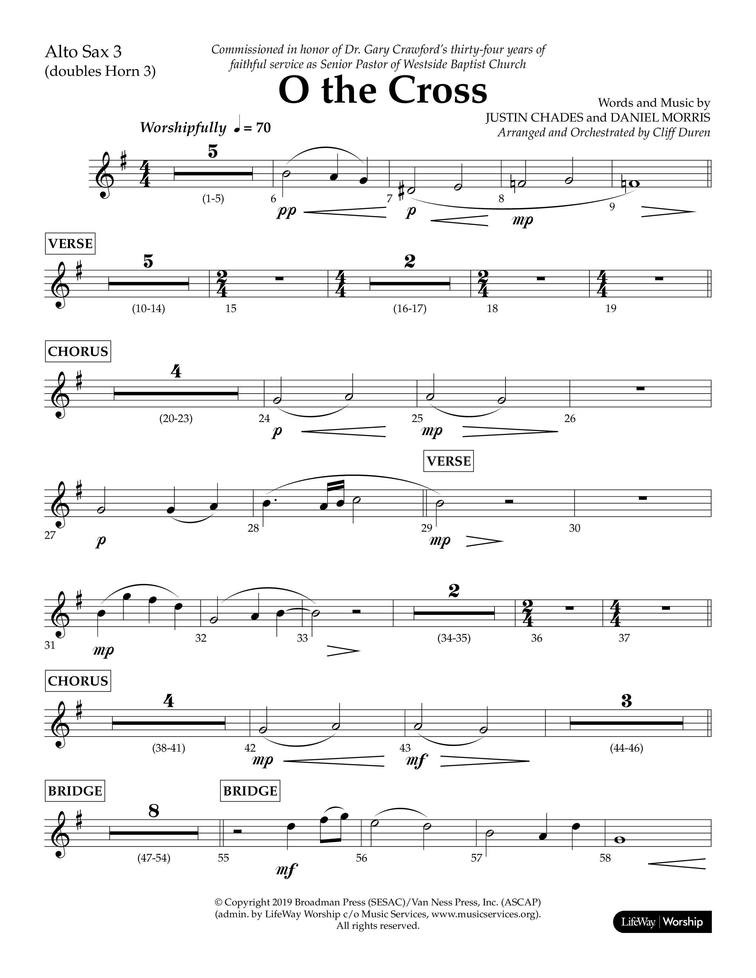 O The Cross (Choral Anthem SATB) Alto Sax (Lifeway Choral / Arr. Cliff Duren)