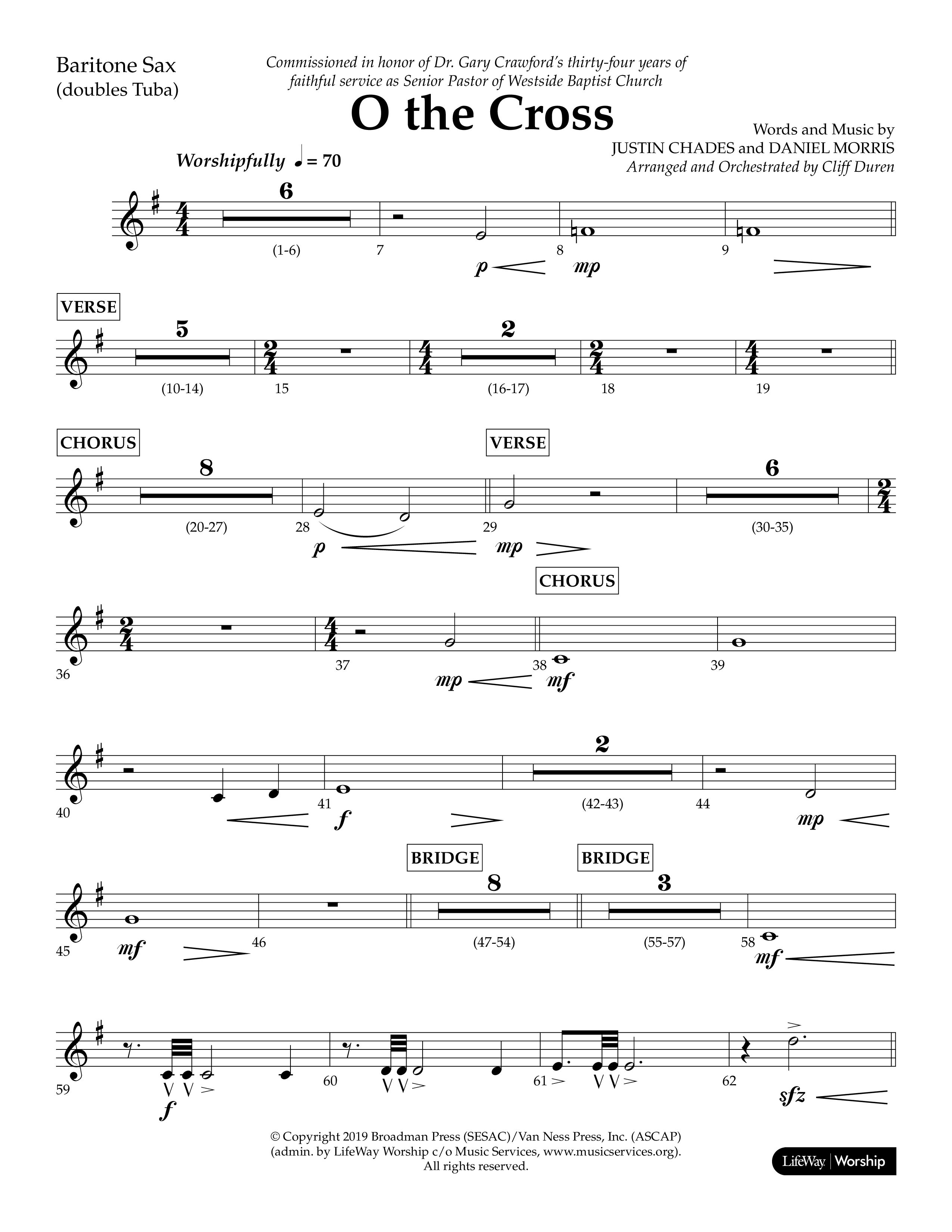O The Cross (Choral Anthem SATB) Bari Sax (Lifeway Choral / Arr. Cliff Duren)