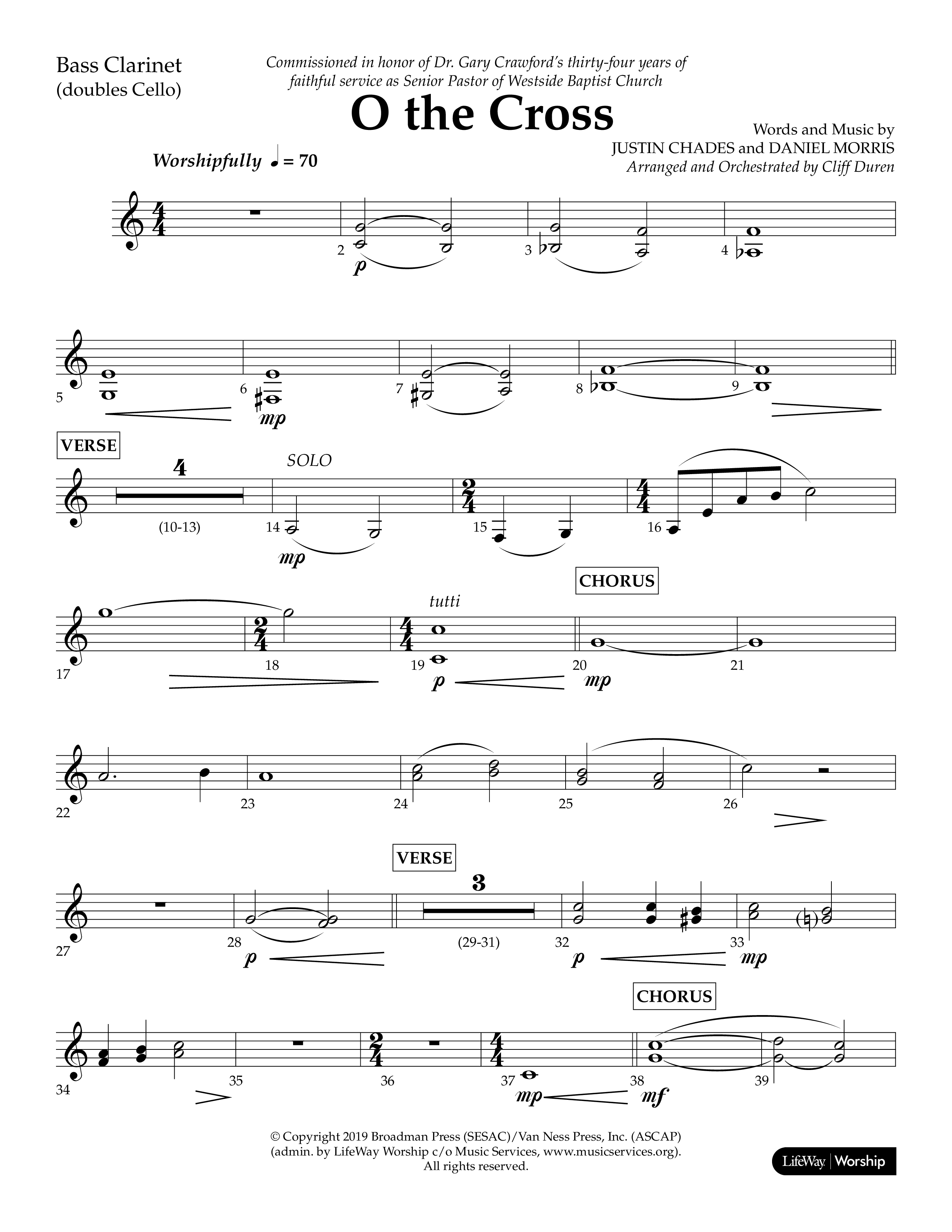 O The Cross (Choral Anthem SATB) Bass Clarinet (Lifeway Choral / Arr. Cliff Duren)