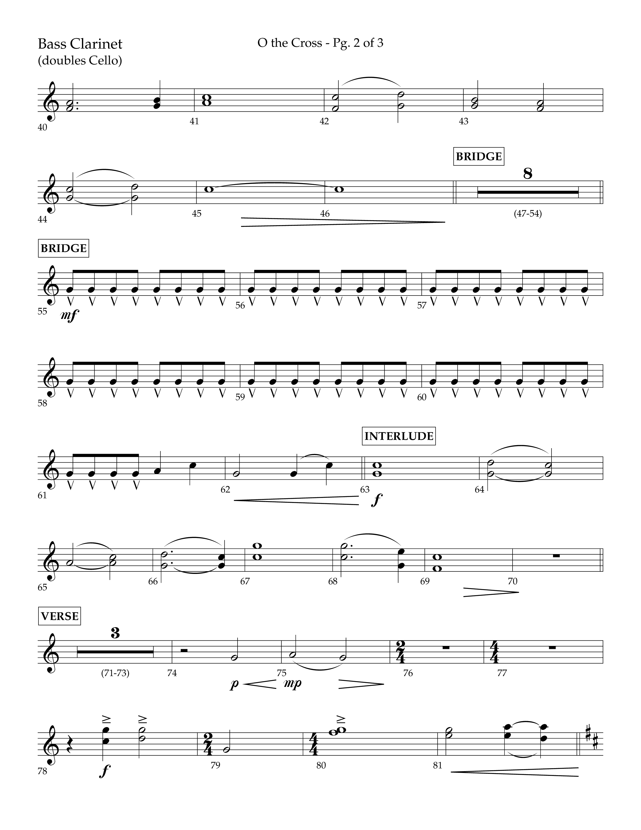 O The Cross (Choral Anthem SATB) Bass Clarinet (Lifeway Choral / Arr. Cliff Duren)