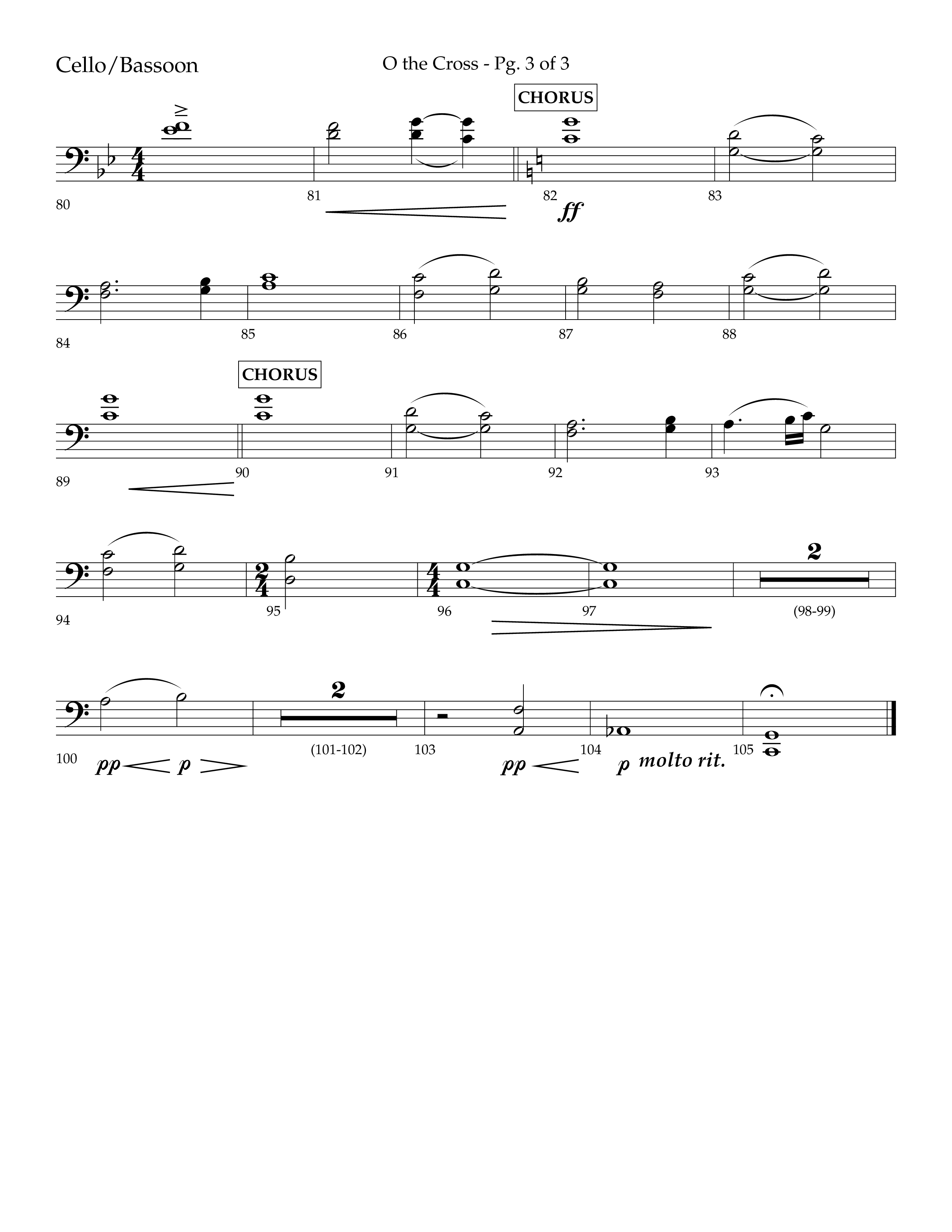 O The Cross (Choral Anthem SATB) Cello (Lifeway Choral / Arr. Cliff Duren)