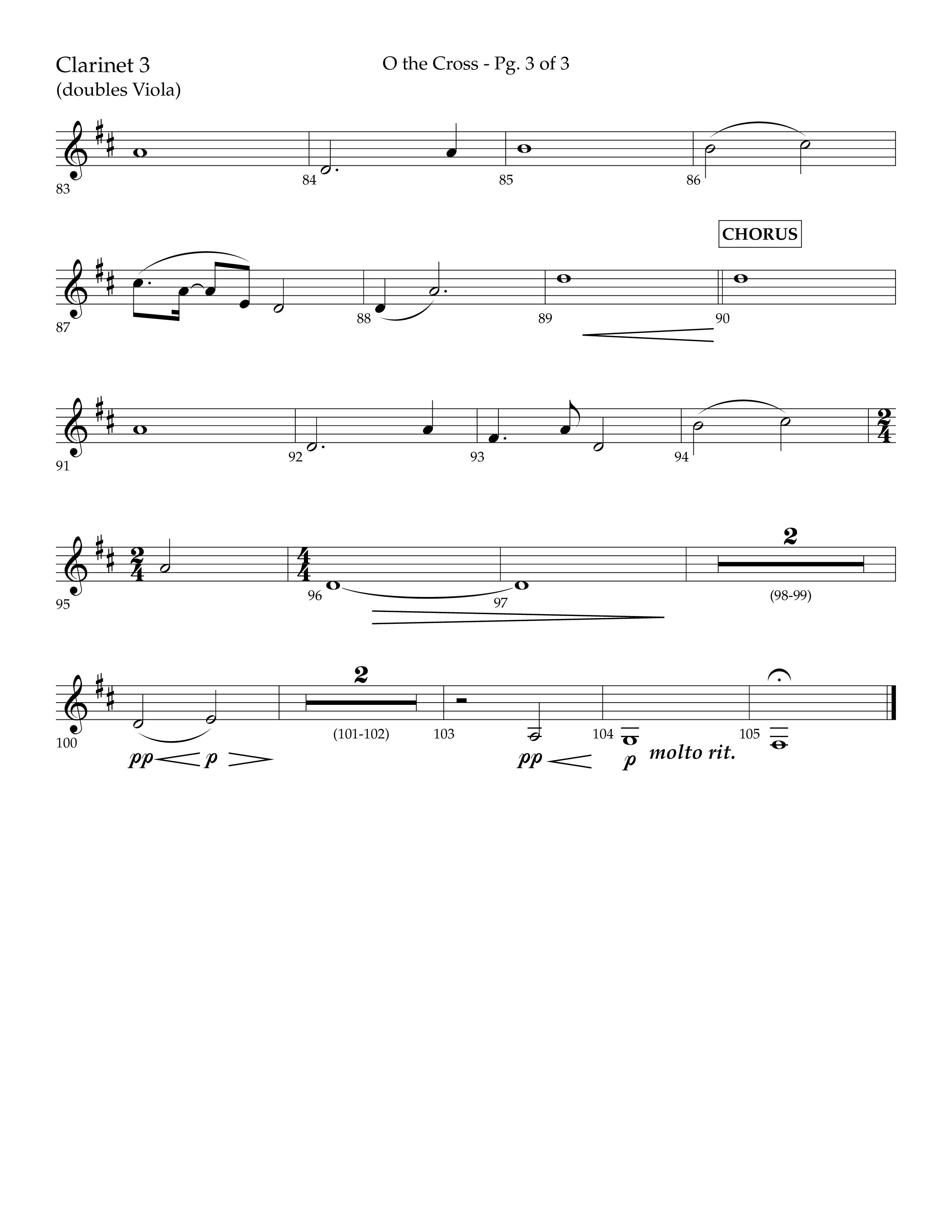 O The Cross (Choral Anthem SATB) Clarinet 3 (Lifeway Choral / Arr. Cliff Duren)