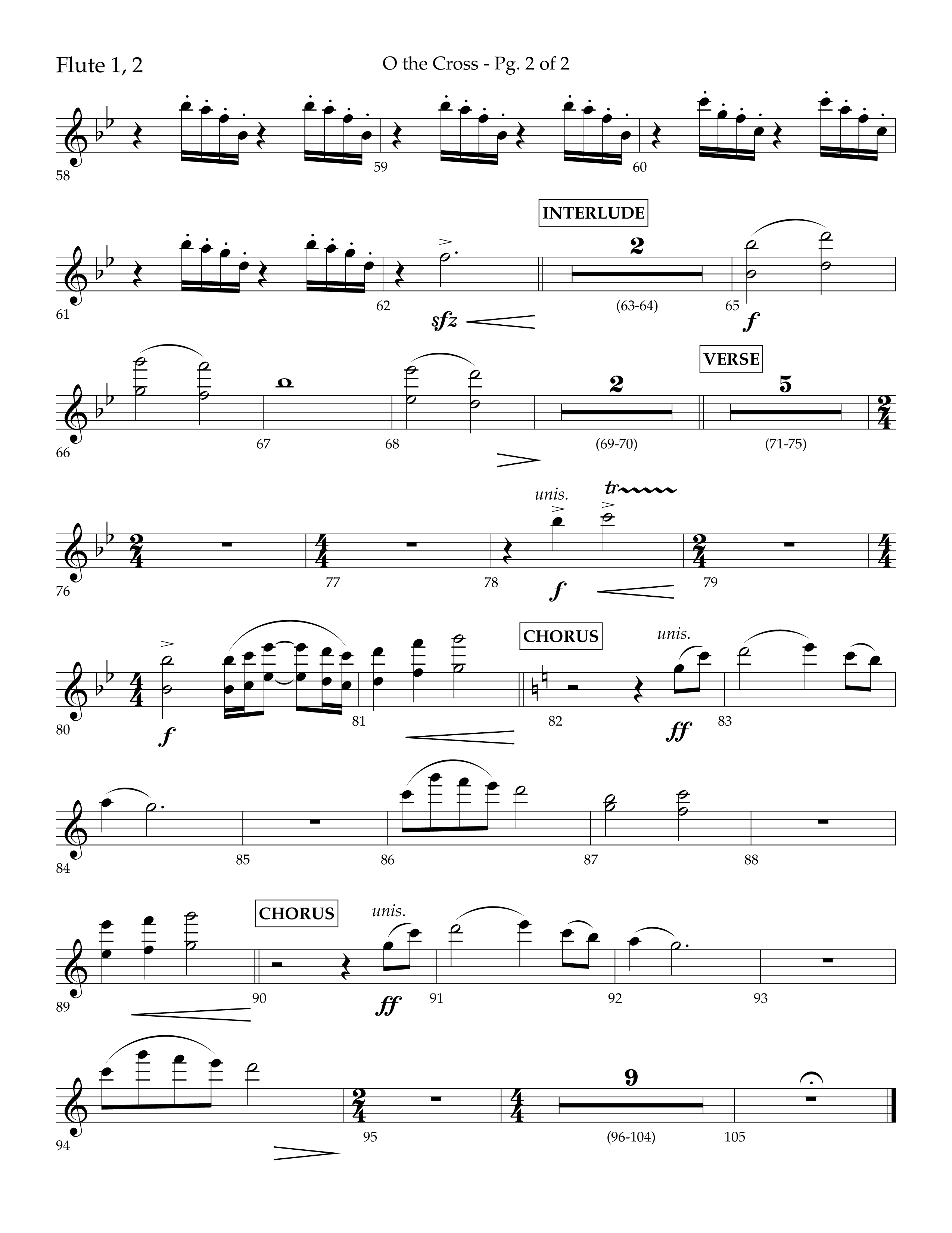 O The Cross (Choral Anthem SATB) Flute 1/2 (Lifeway Choral / Arr. Cliff Duren)