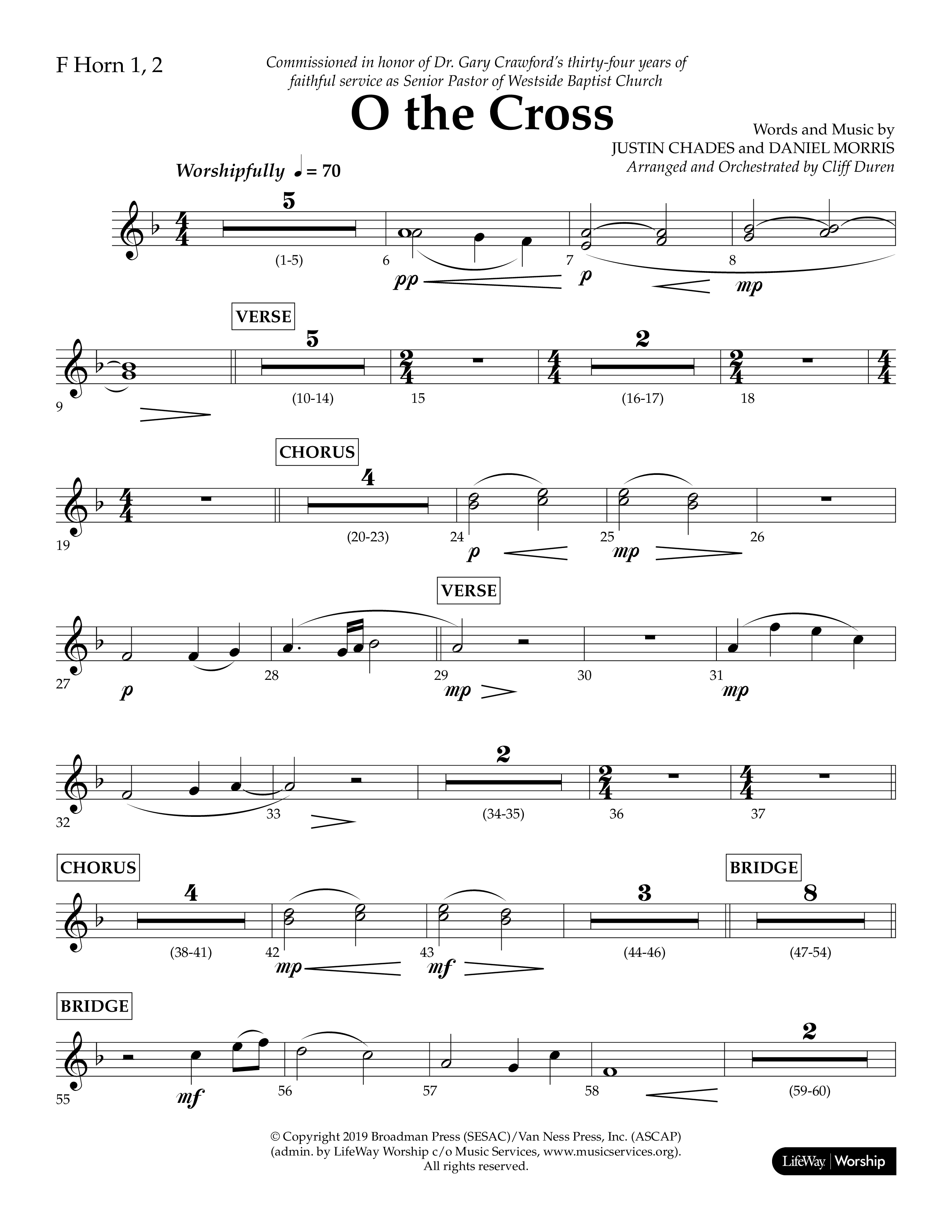 O The Cross (Choral Anthem SATB) French Horn 1/2 (Lifeway Choral / Arr. Cliff Duren)