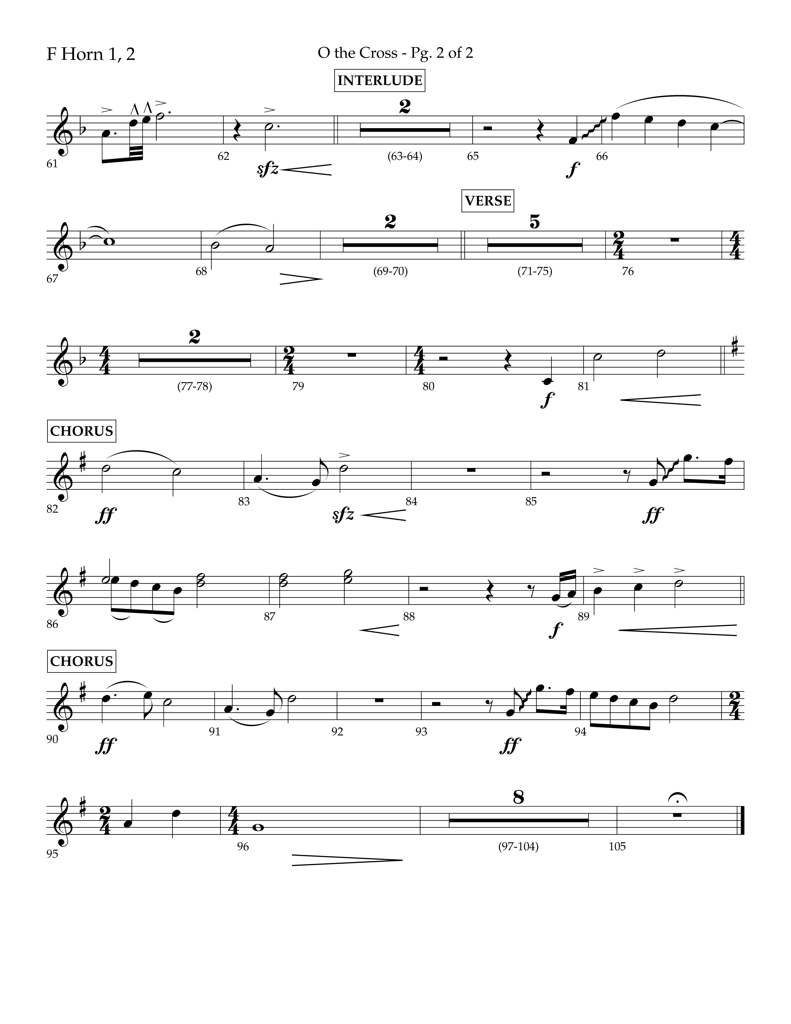 O The Cross (Choral Anthem SATB) French Horn 1/2 (Lifeway Choral / Arr. Cliff Duren)