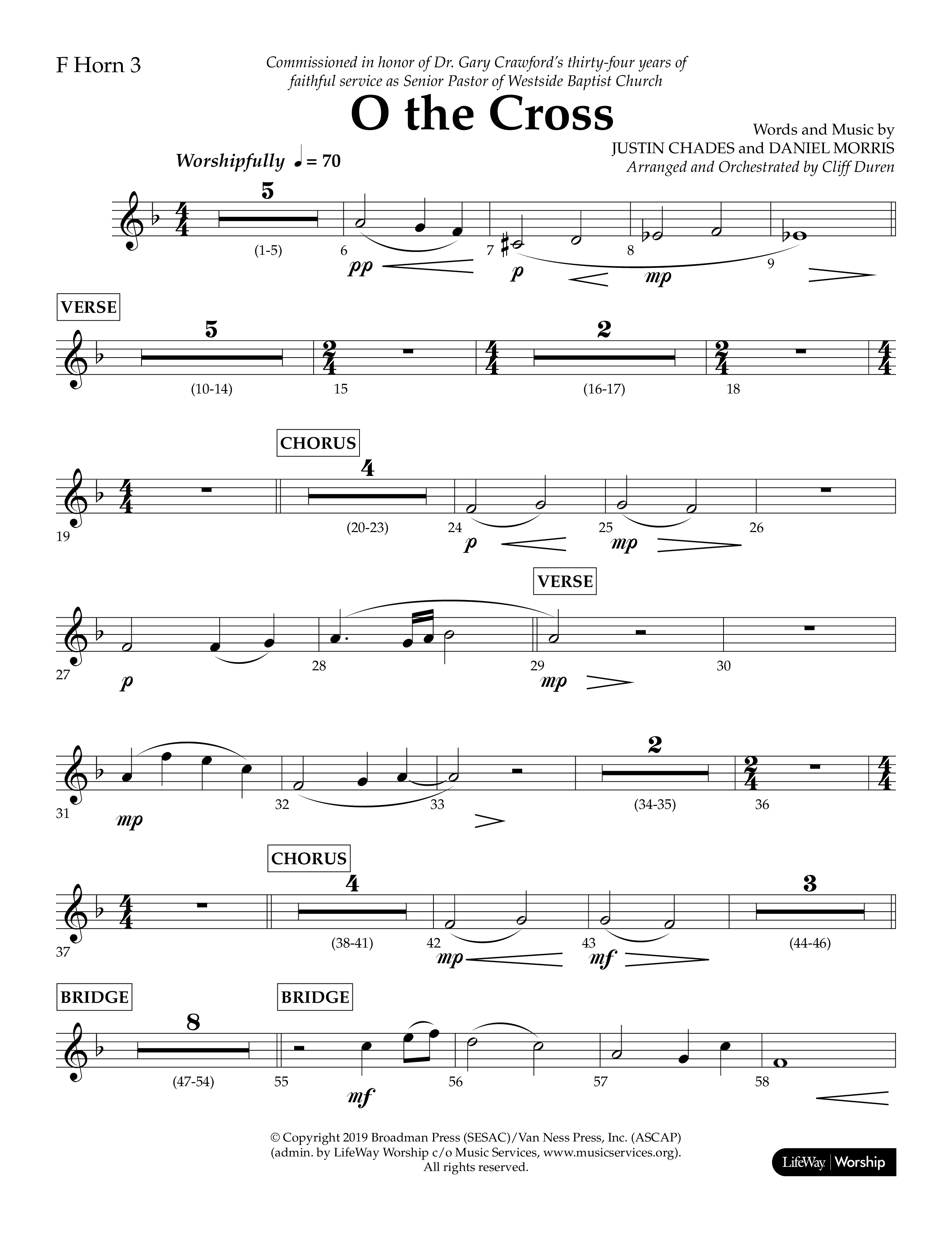 O The Cross (Choral Anthem SATB) French Horn 3 (Lifeway Choral / Arr. Cliff Duren)