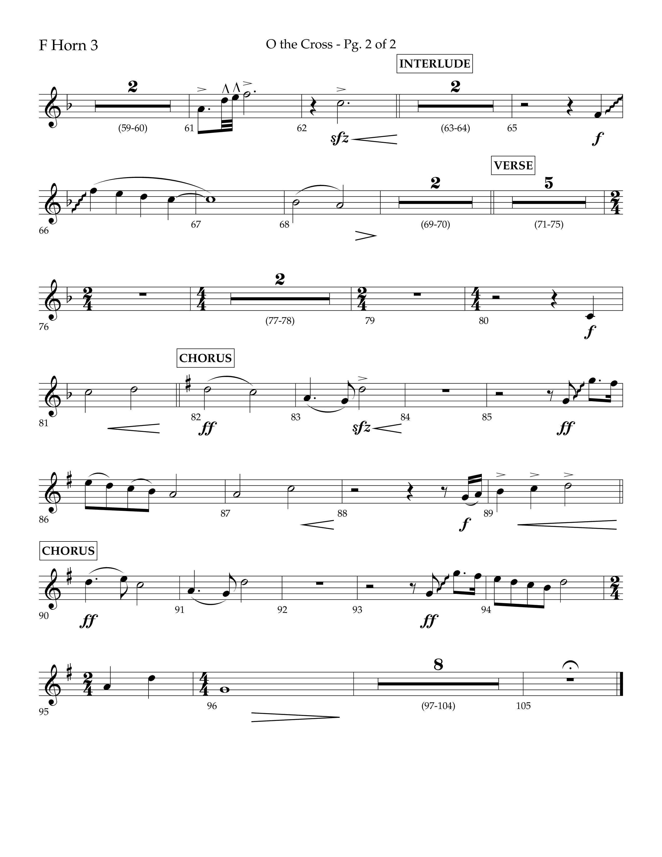 O The Cross (Choral Anthem SATB) French Horn 3 (Lifeway Choral / Arr. Cliff Duren)