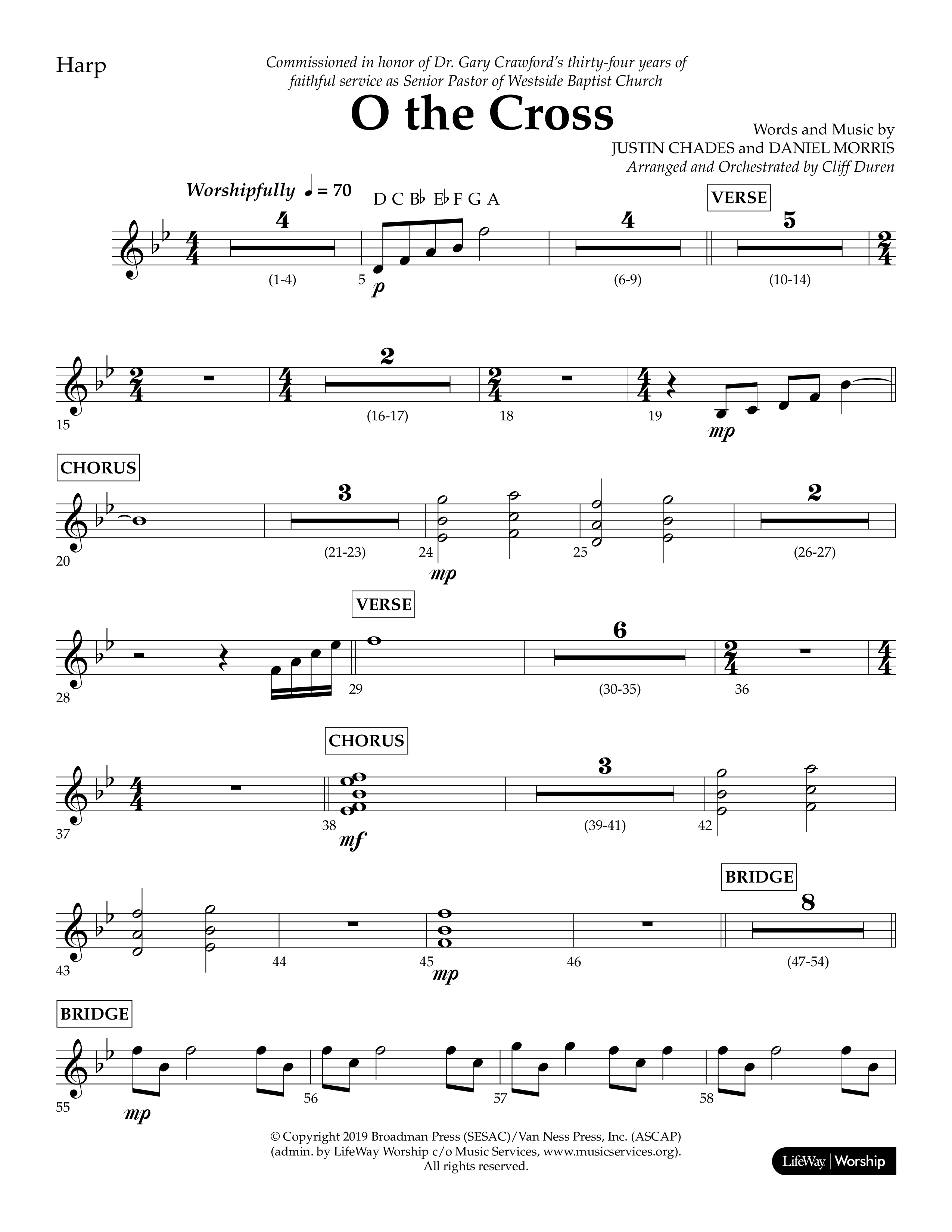 O The Cross (Choral Anthem SATB) Harp (Lifeway Choral / Arr. Cliff Duren)