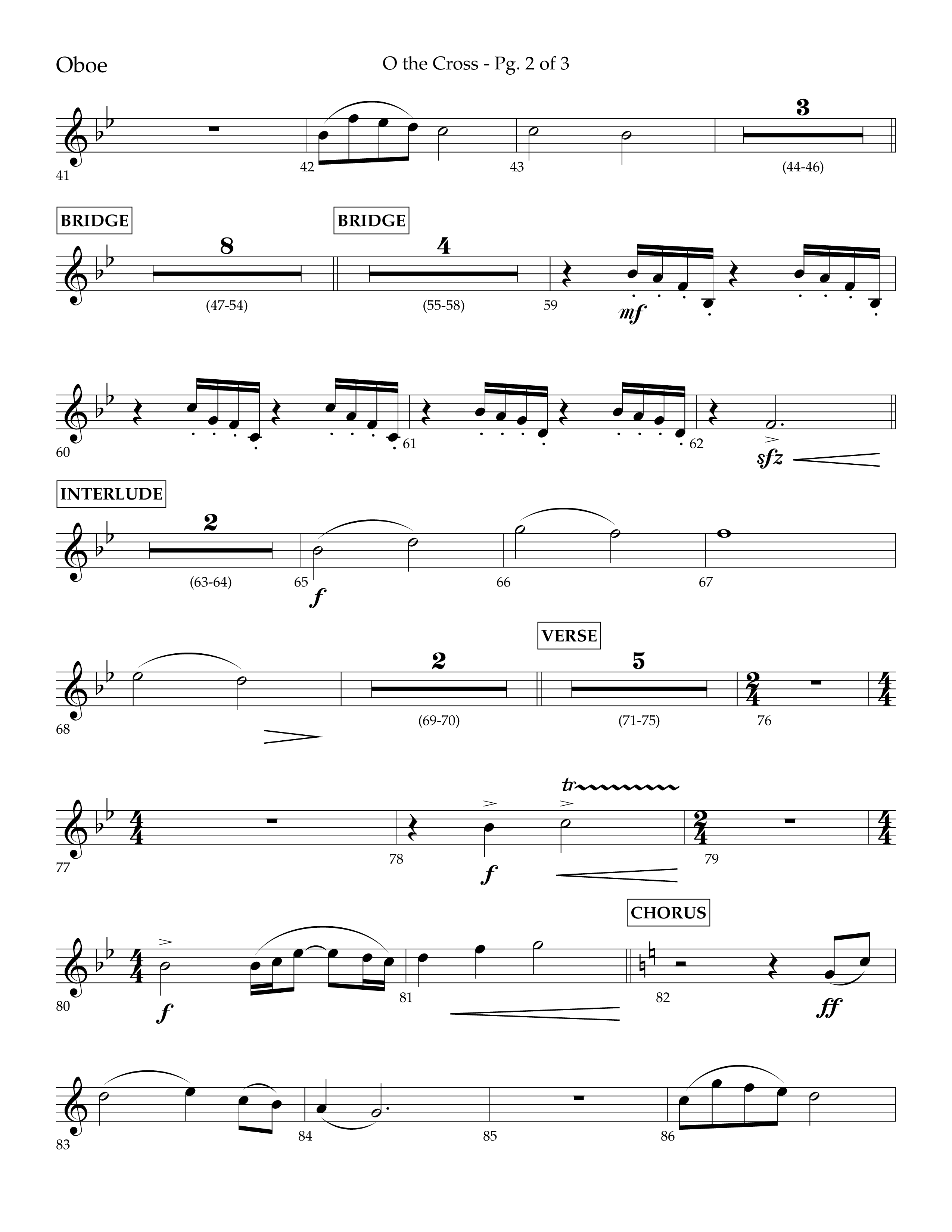 O The Cross (Choral Anthem SATB) Oboe (Lifeway Choral / Arr. Cliff Duren)