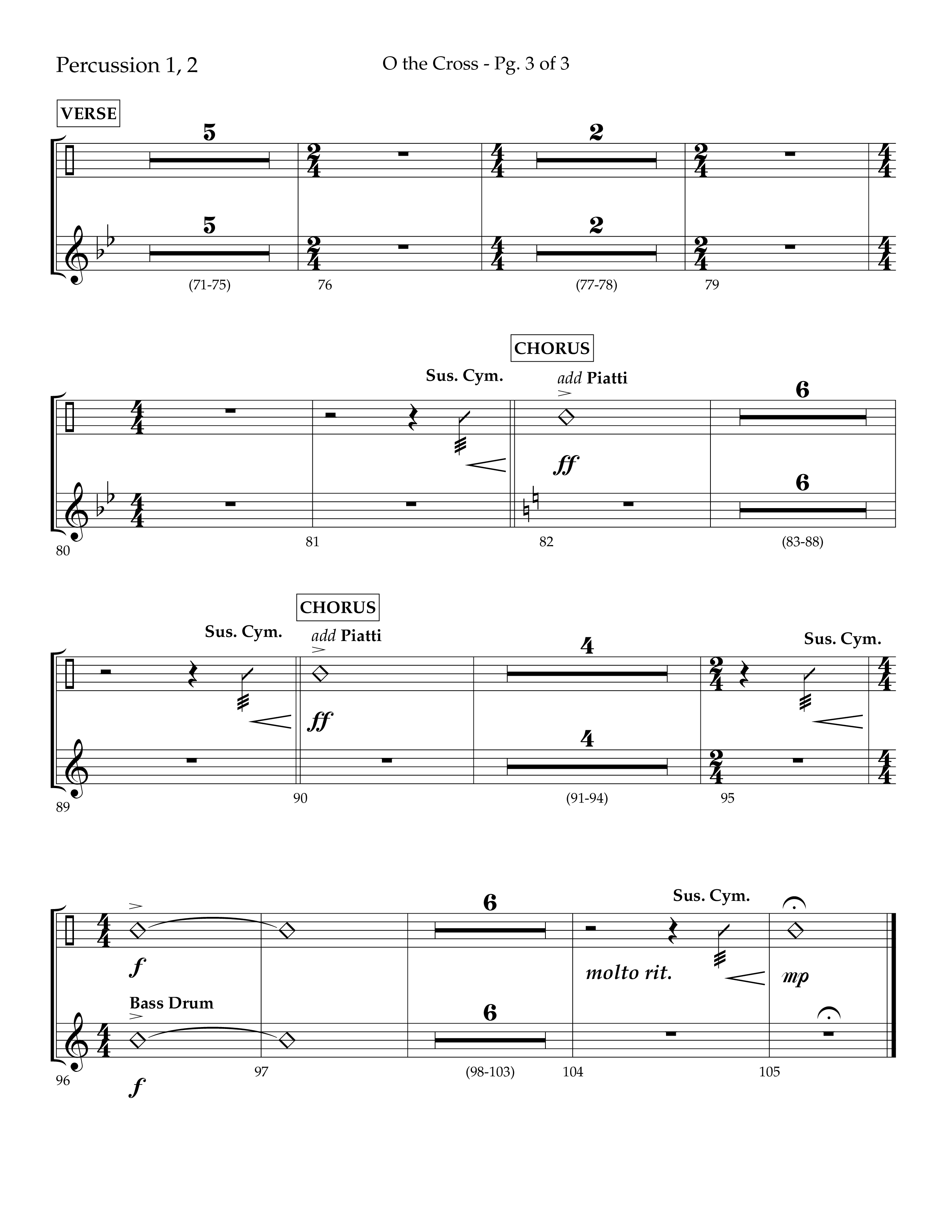 O The Cross (Choral Anthem SATB) Percussion 1/2 (Lifeway Choral / Arr. Cliff Duren)