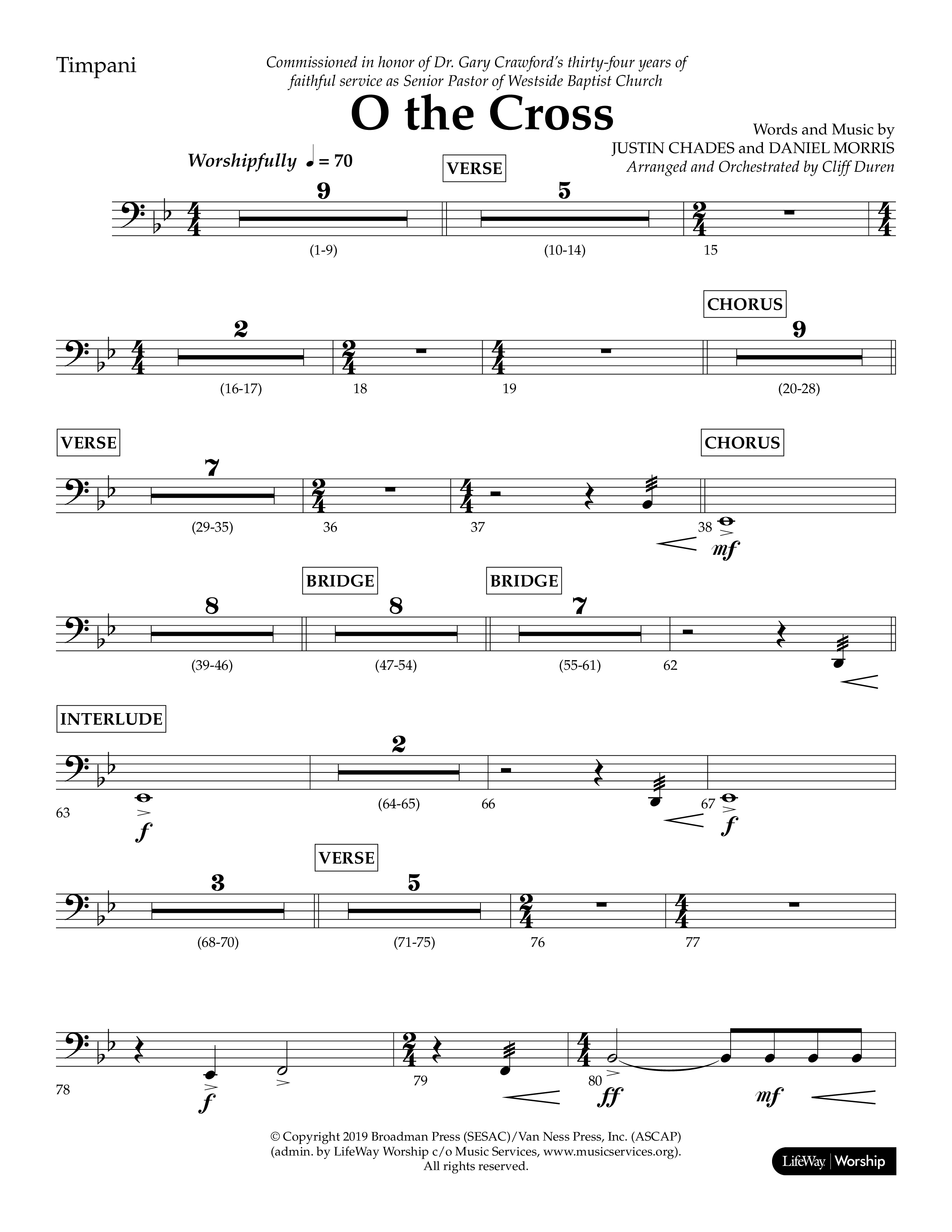 O The Cross (Choral Anthem SATB) Timpani (Lifeway Choral / Arr. Cliff Duren)