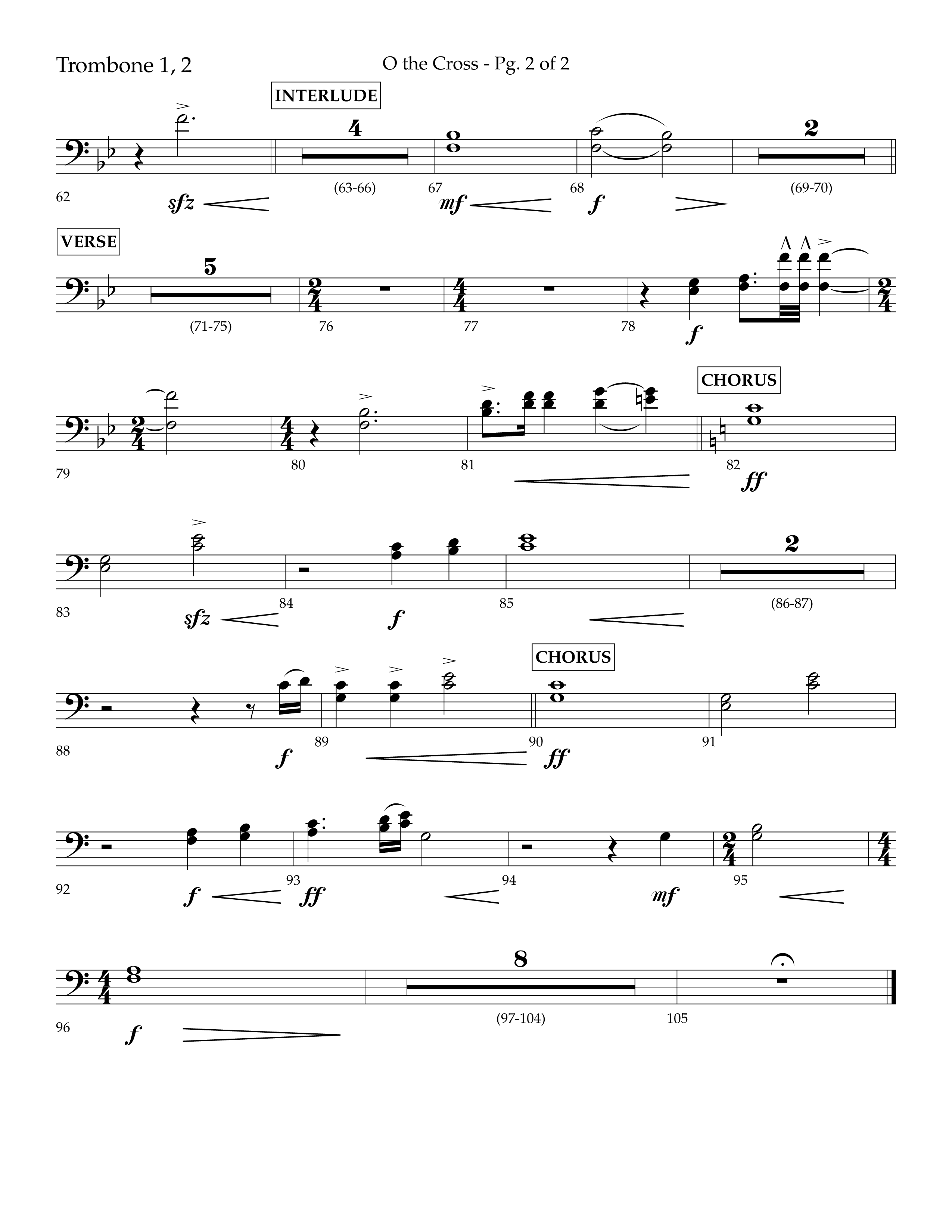 O The Cross (Choral Anthem SATB) Trombone 1/2 (Lifeway Choral / Arr. Cliff Duren)