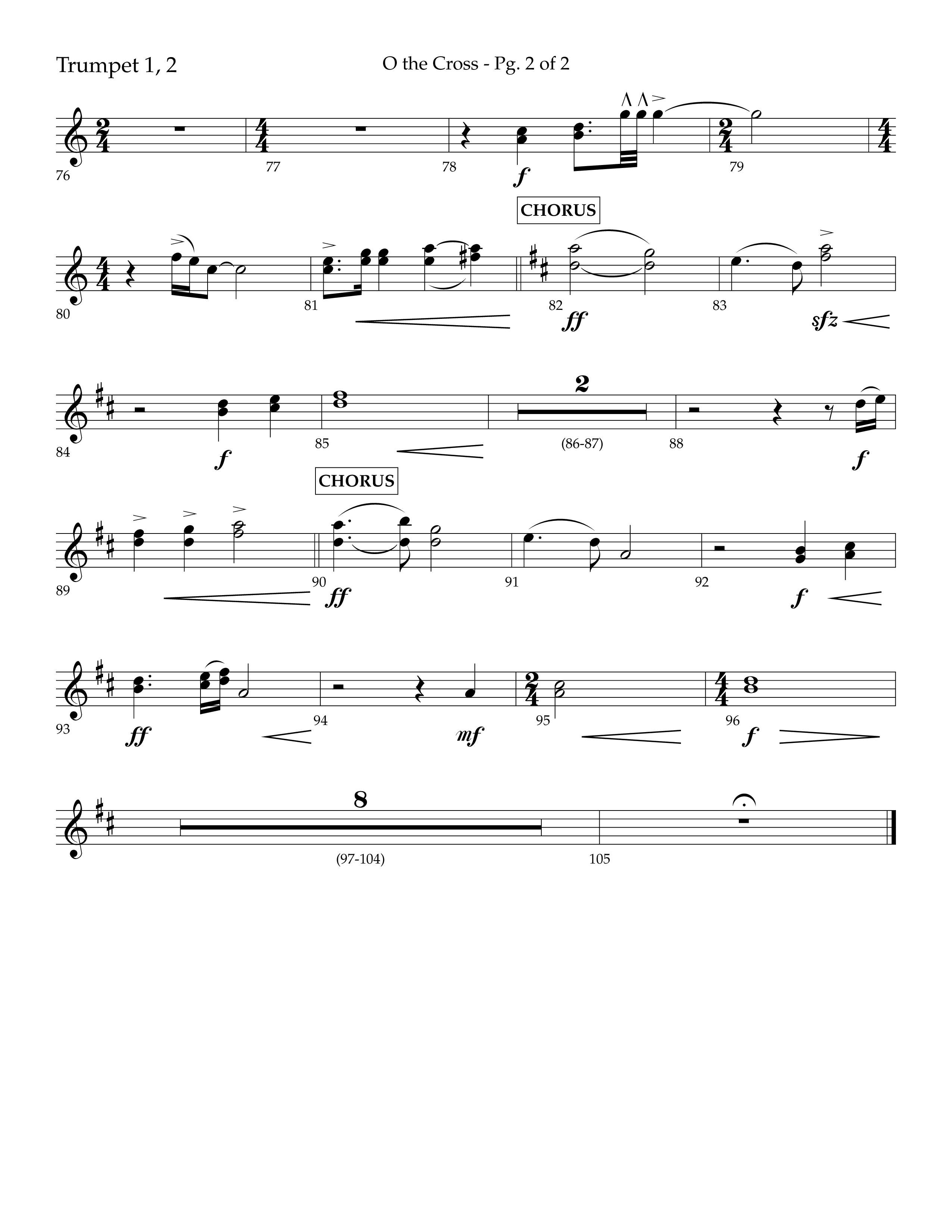 O The Cross (Choral Anthem SATB) Trumpet 1,2 (Lifeway Choral / Arr. Cliff Duren)