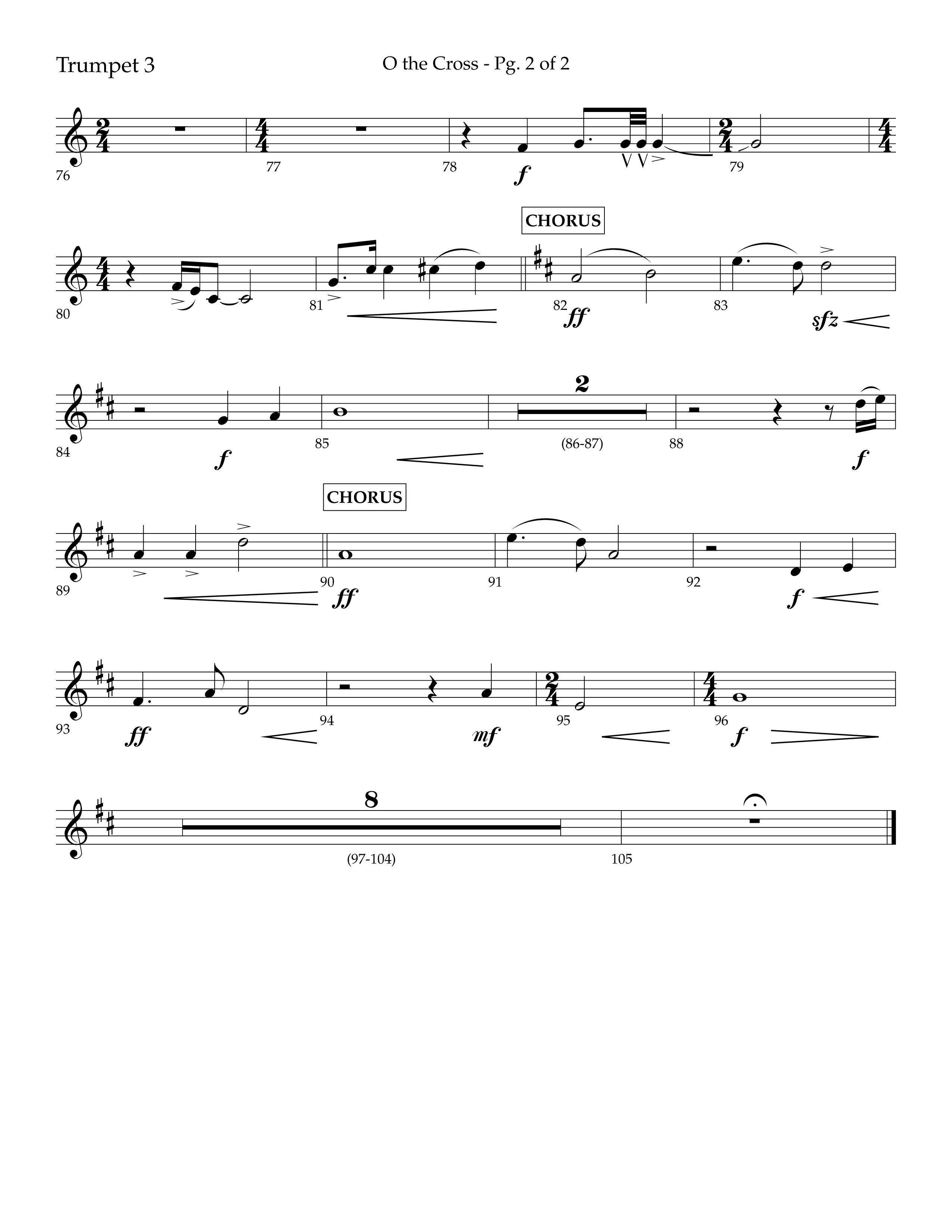 O The Cross (Choral Anthem SATB) Trumpet 3 (Lifeway Choral / Arr. Cliff Duren)