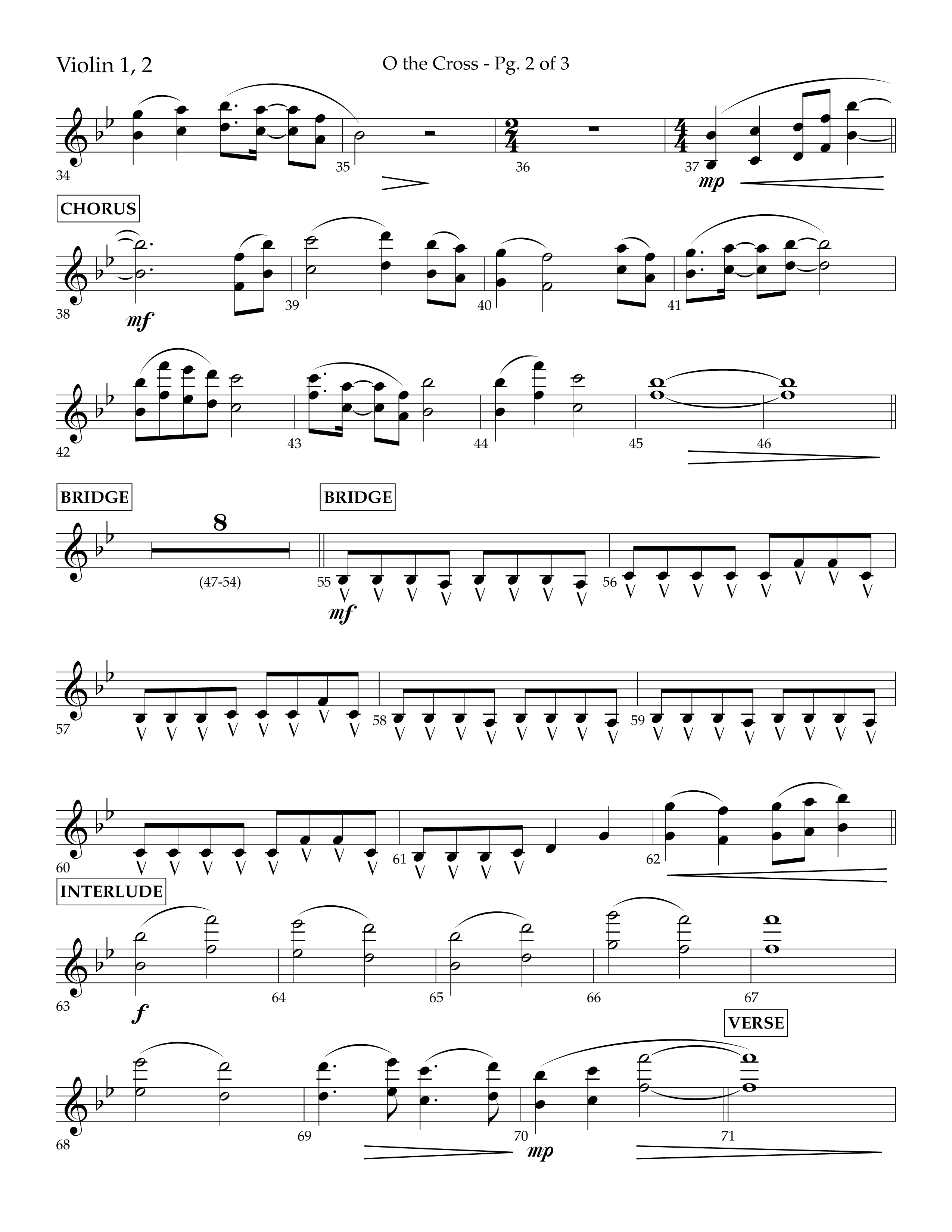 O The Cross (Choral Anthem SATB) Violin 1/2 (Lifeway Choral / Arr. Cliff Duren)