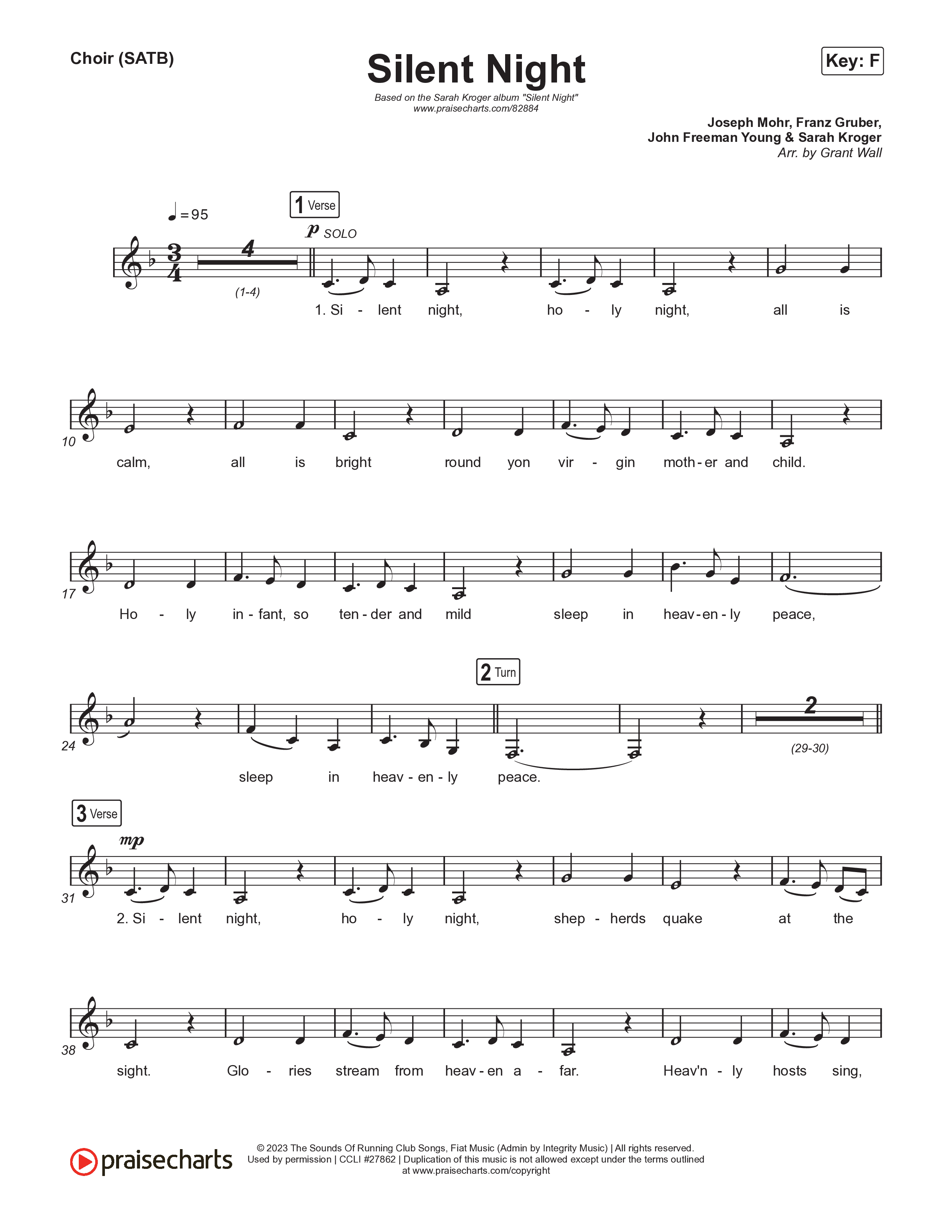 Silent Night Choir Sheet (SATB) (Sarah Kroger)