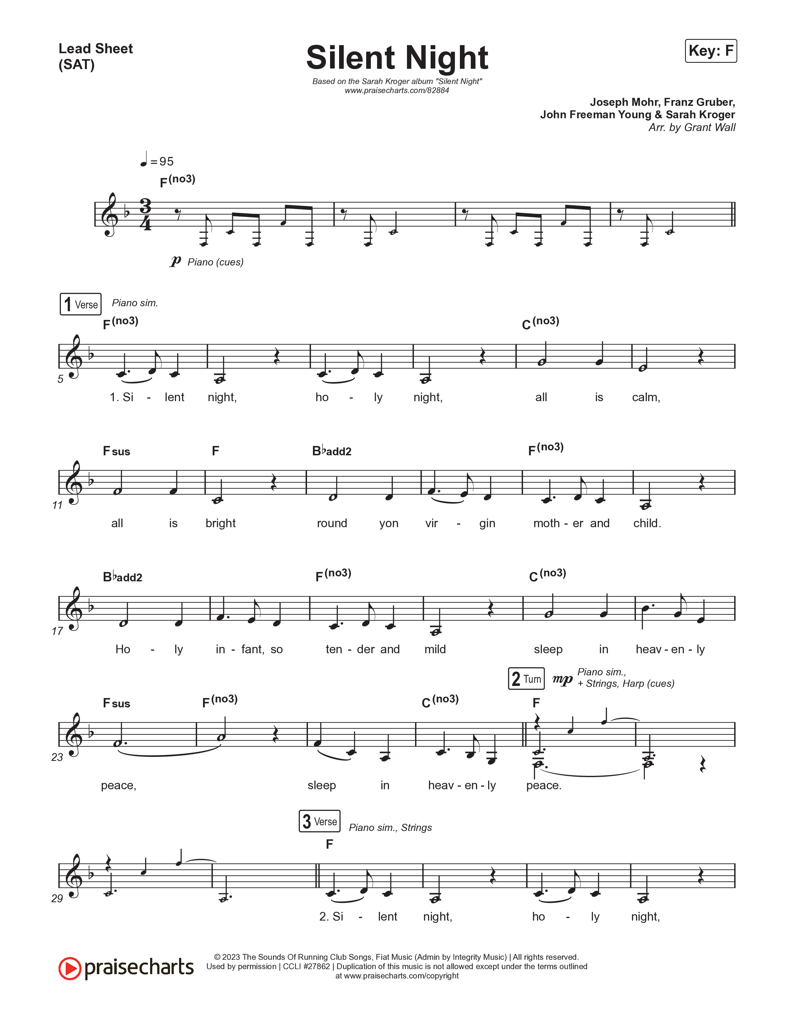 Silent Night Lead Sheet (SAT) (Sarah Kroger)