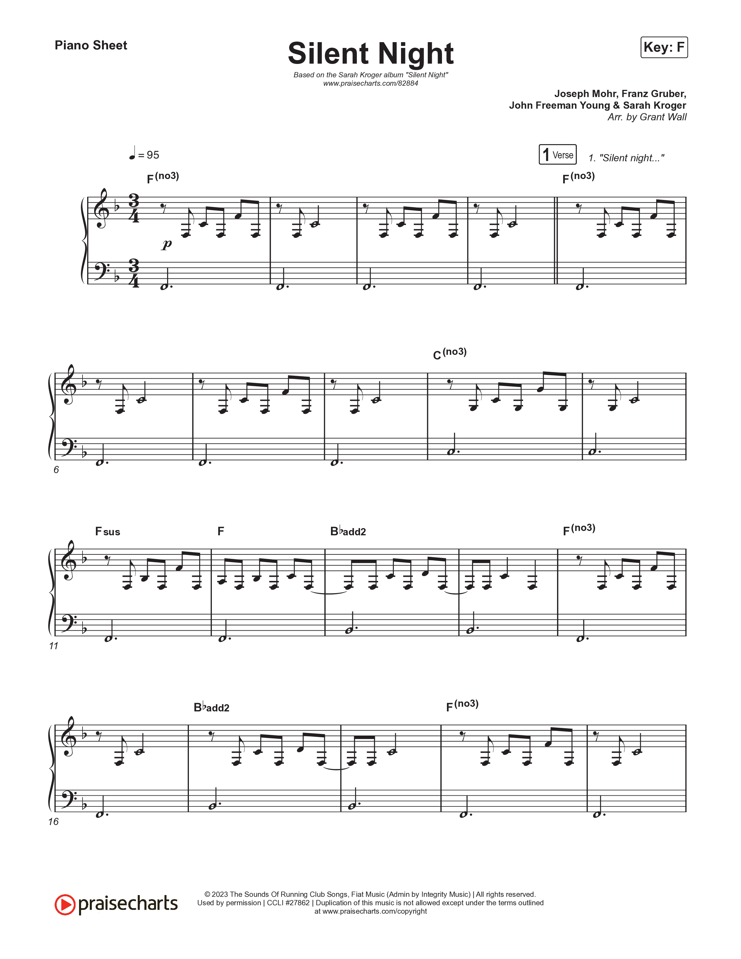 Silent Night Piano Sheet (Sarah Kroger)