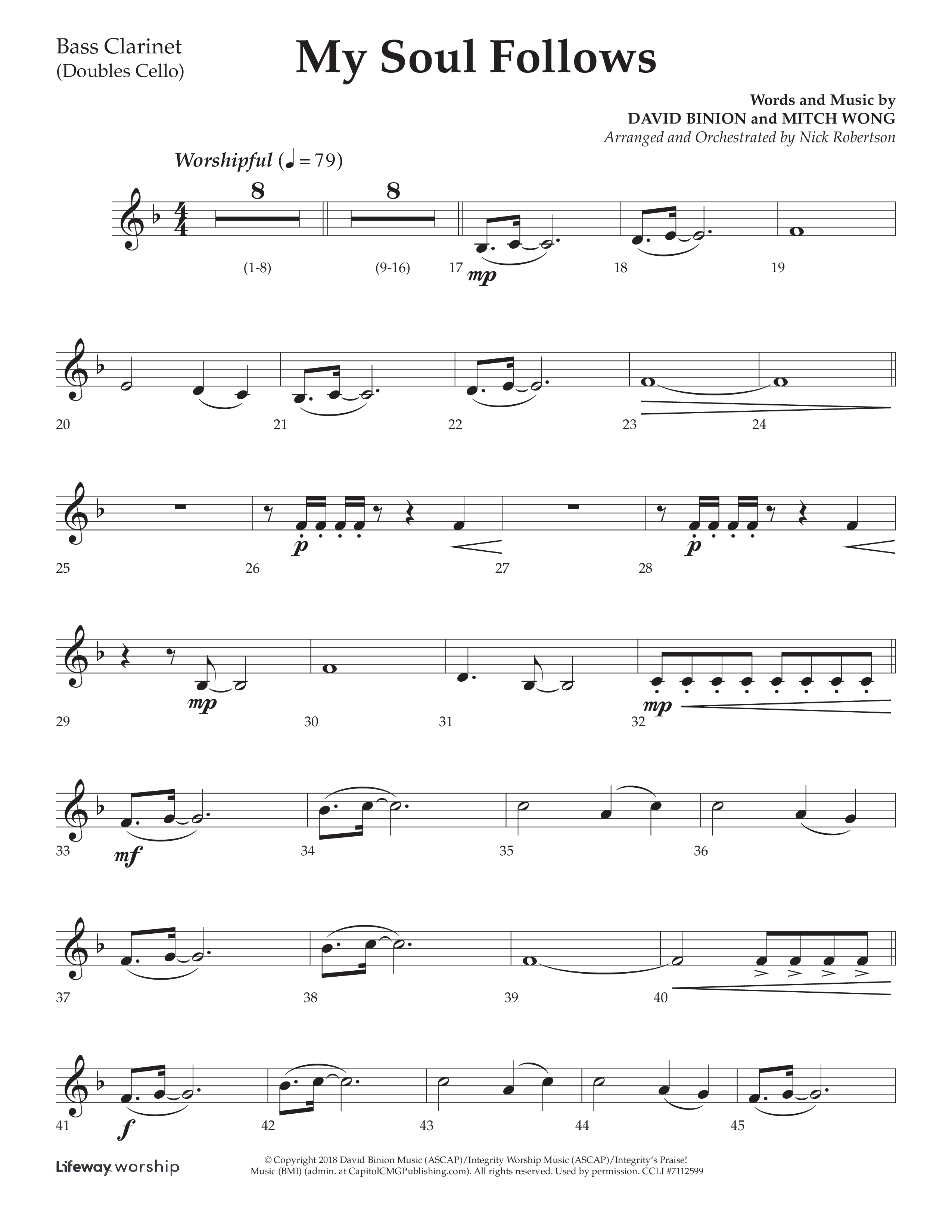 My Soul Follows (Choral Anthem SATB) Bass Clarinet (Lifeway Choral / Arr. Nick Robertson)