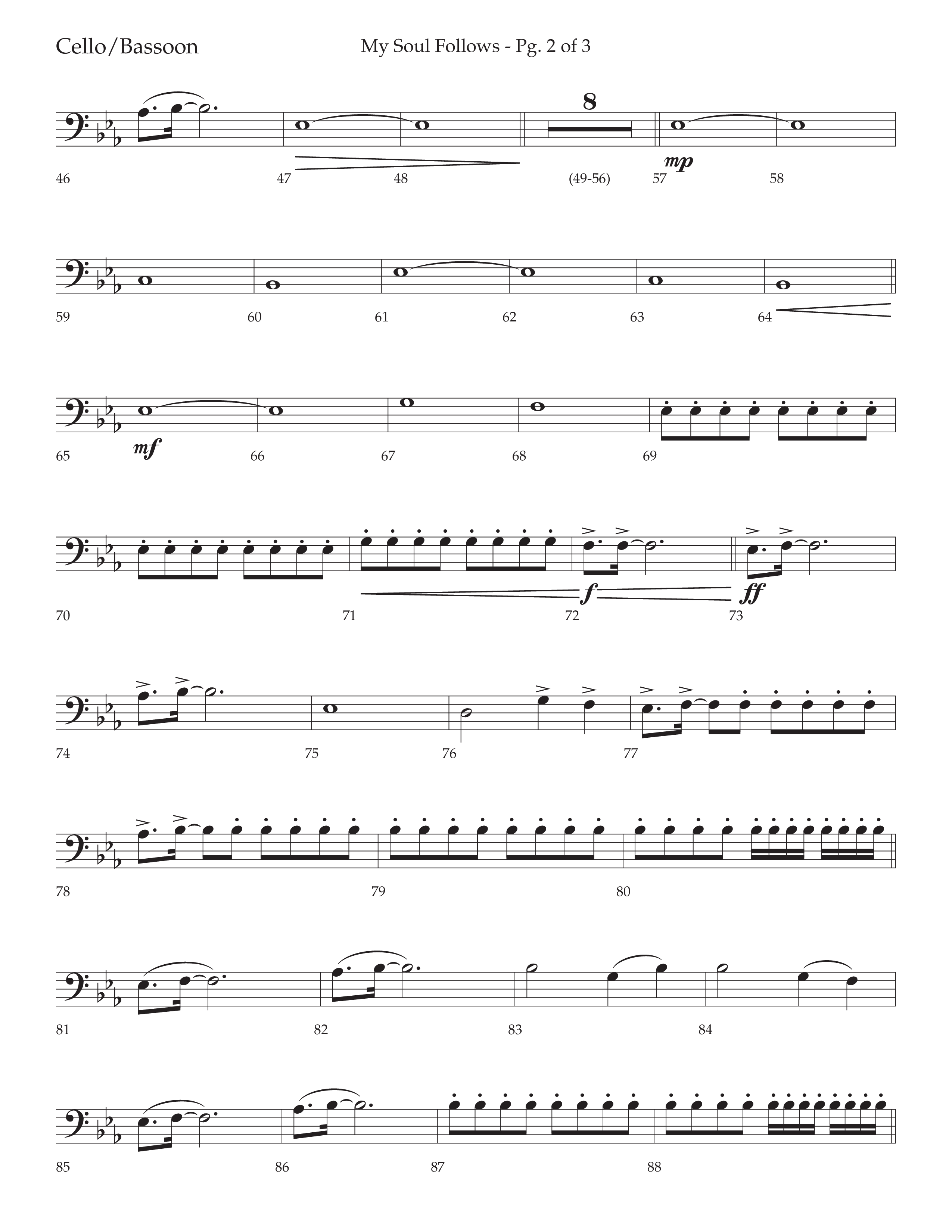 My Soul Follows (Choral Anthem SATB) Cello (Lifeway Choral / Arr. Nick Robertson)