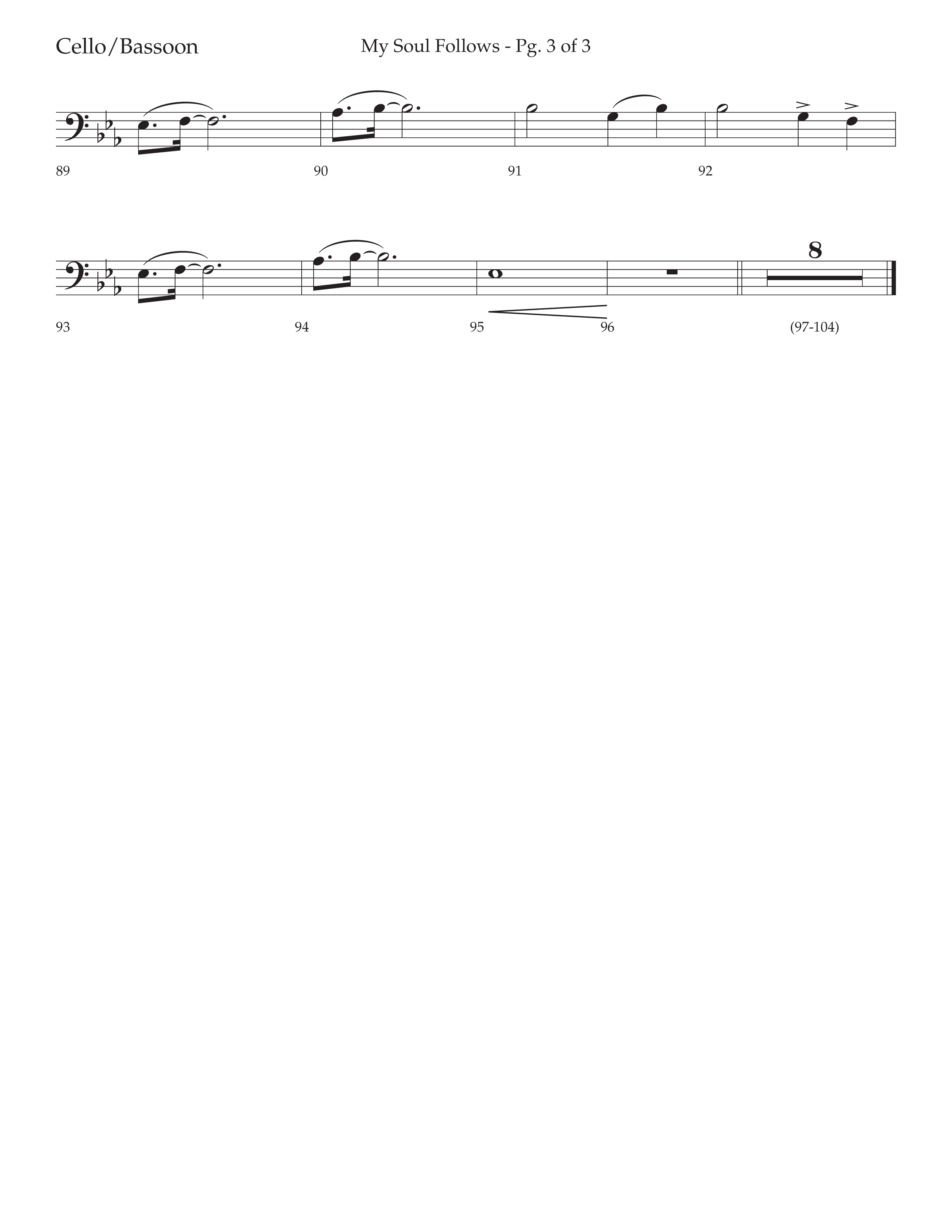 My Soul Follows (Choral Anthem SATB) Cello (Lifeway Choral / Arr. Nick Robertson)