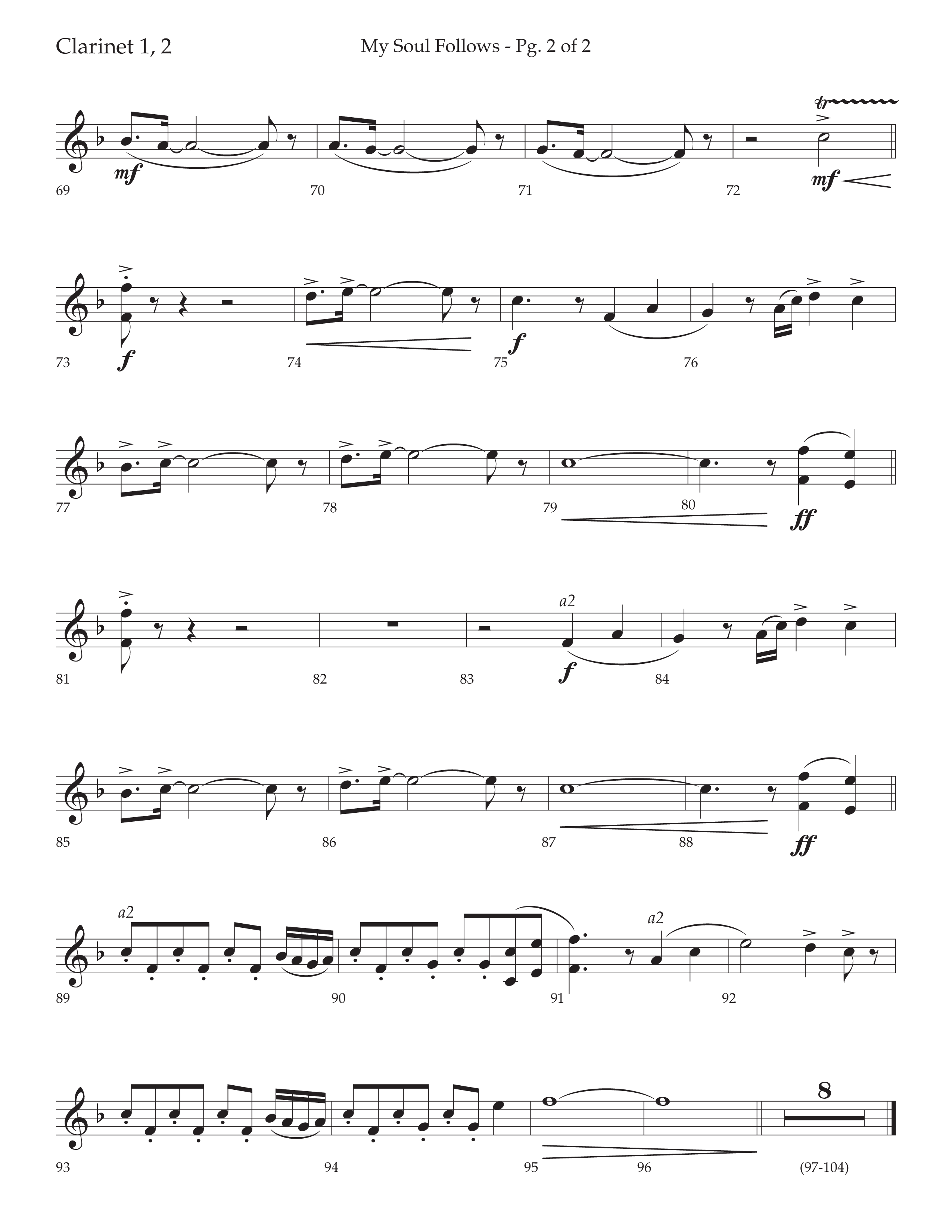My Soul Follows (Choral Anthem SATB) Clarinet 1/2 (Lifeway Choral / Arr. Nick Robertson)