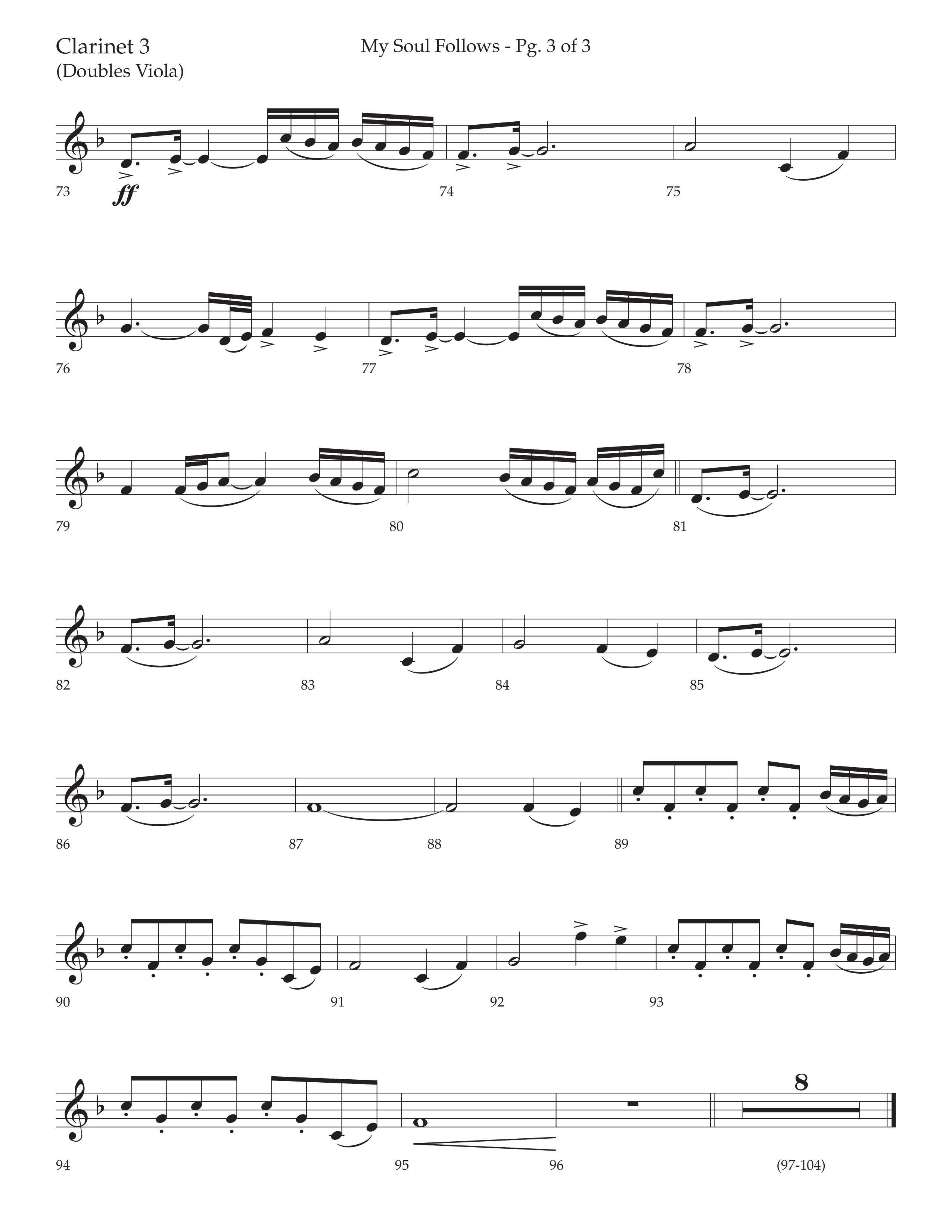 My Soul Follows (Choral Anthem SATB) Clarinet 3 (Lifeway Choral / Arr. Nick Robertson)