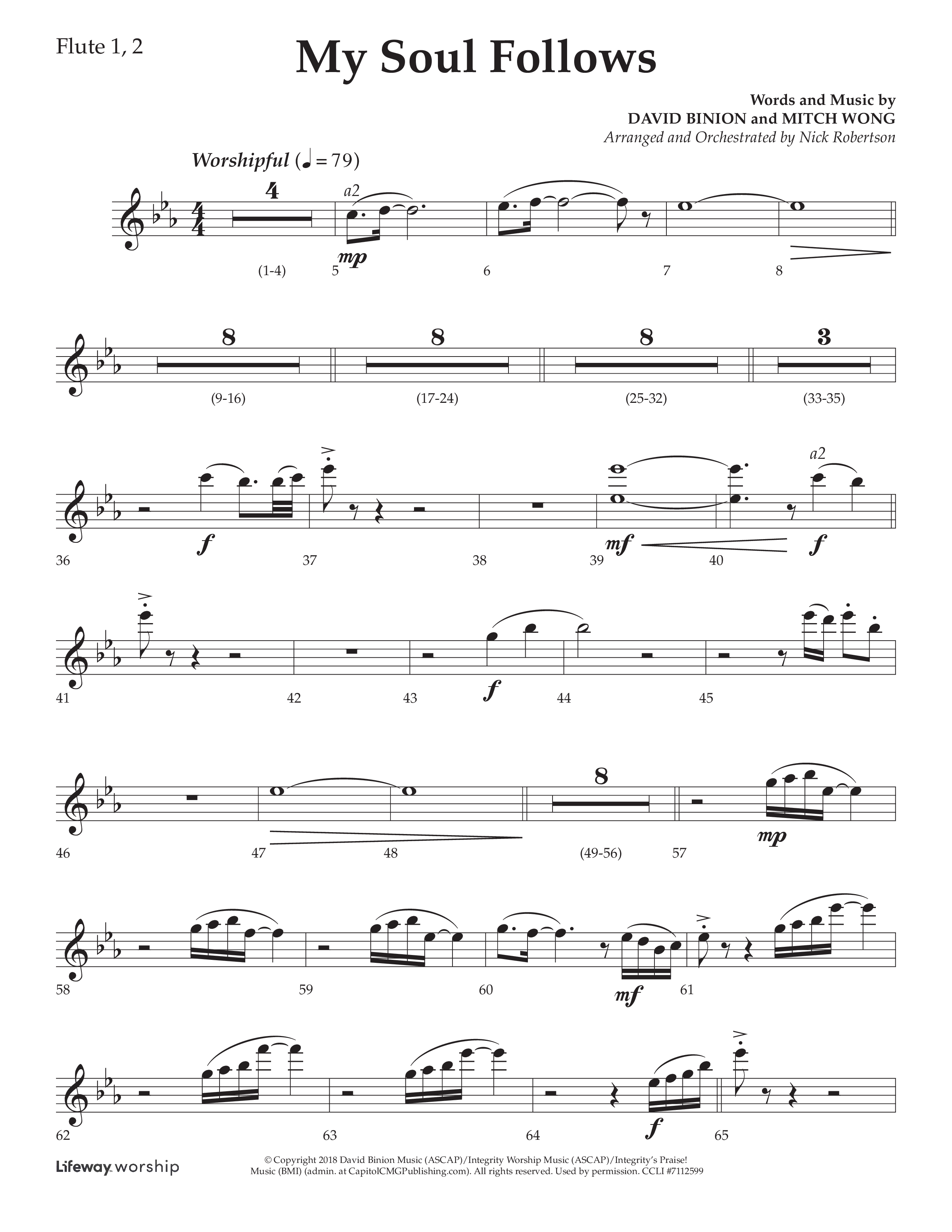 My Soul Follows (Choral Anthem SATB) Flute 1/2 (Lifeway Choral / Arr. Nick Robertson)