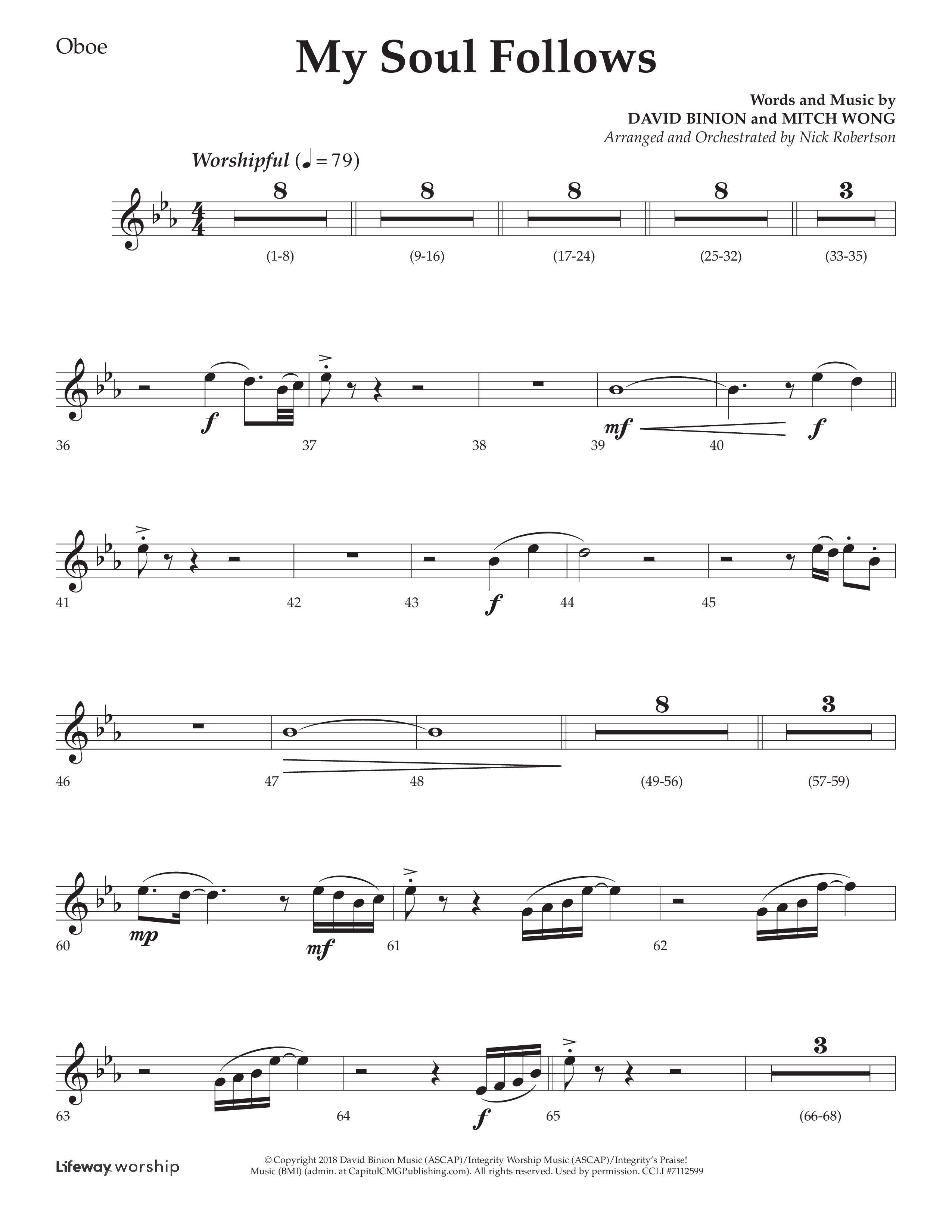 My Soul Follows (Choral Anthem SATB) Oboe (Lifeway Choral / Arr. Nick Robertson)