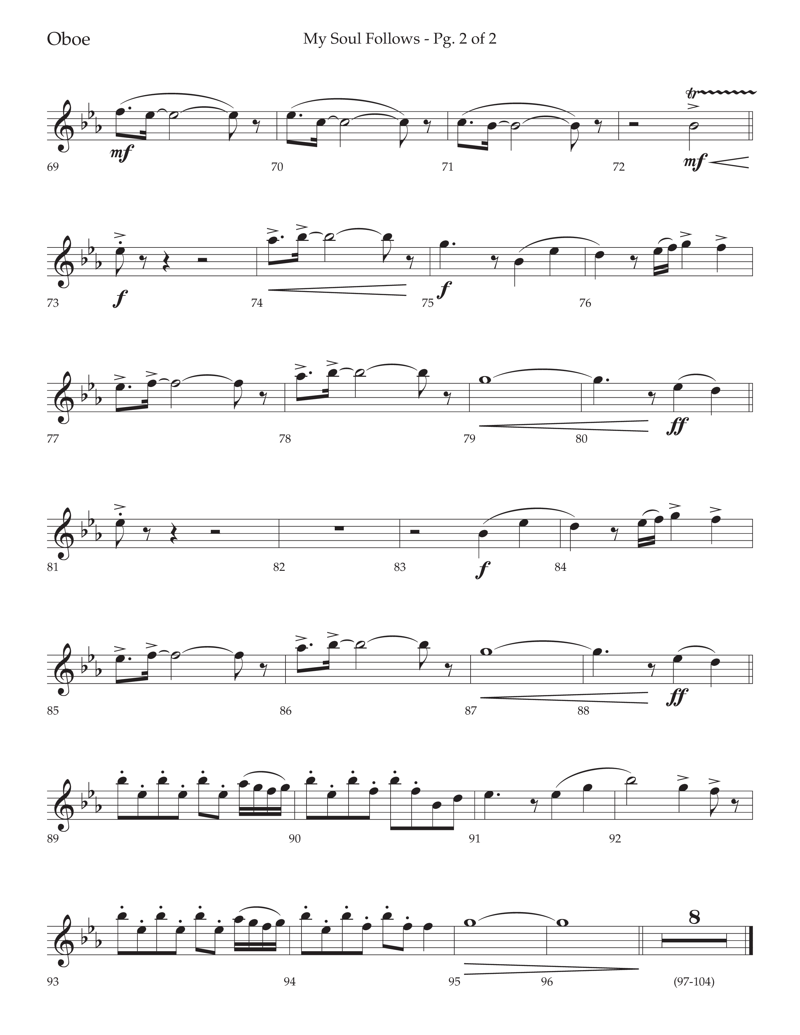 My Soul Follows (Choral Anthem SATB) Oboe (Lifeway Choral / Arr. Nick Robertson)