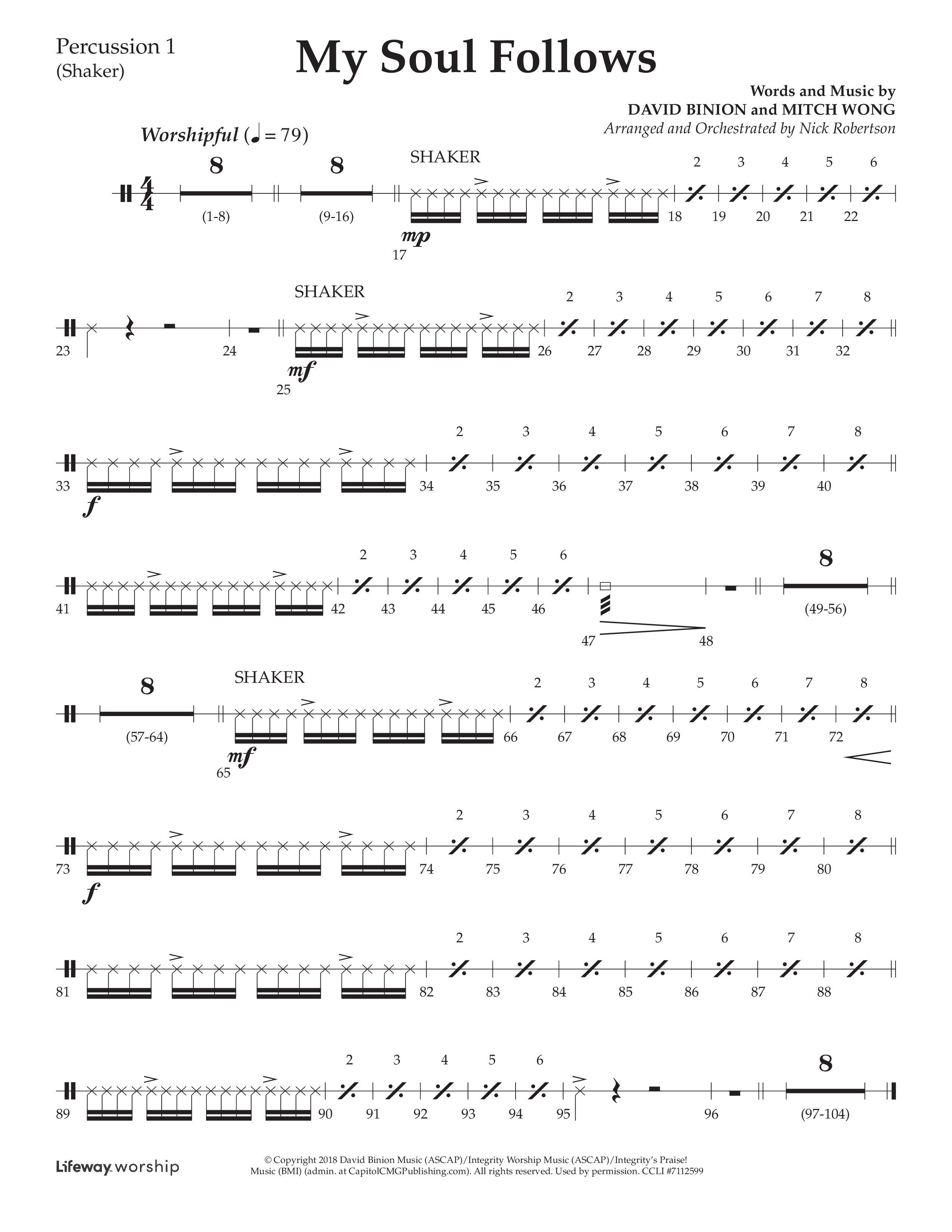 My Soul Follows (Choral Anthem SATB) Percussion 1/2 (Lifeway Choral / Arr. Nick Robertson)