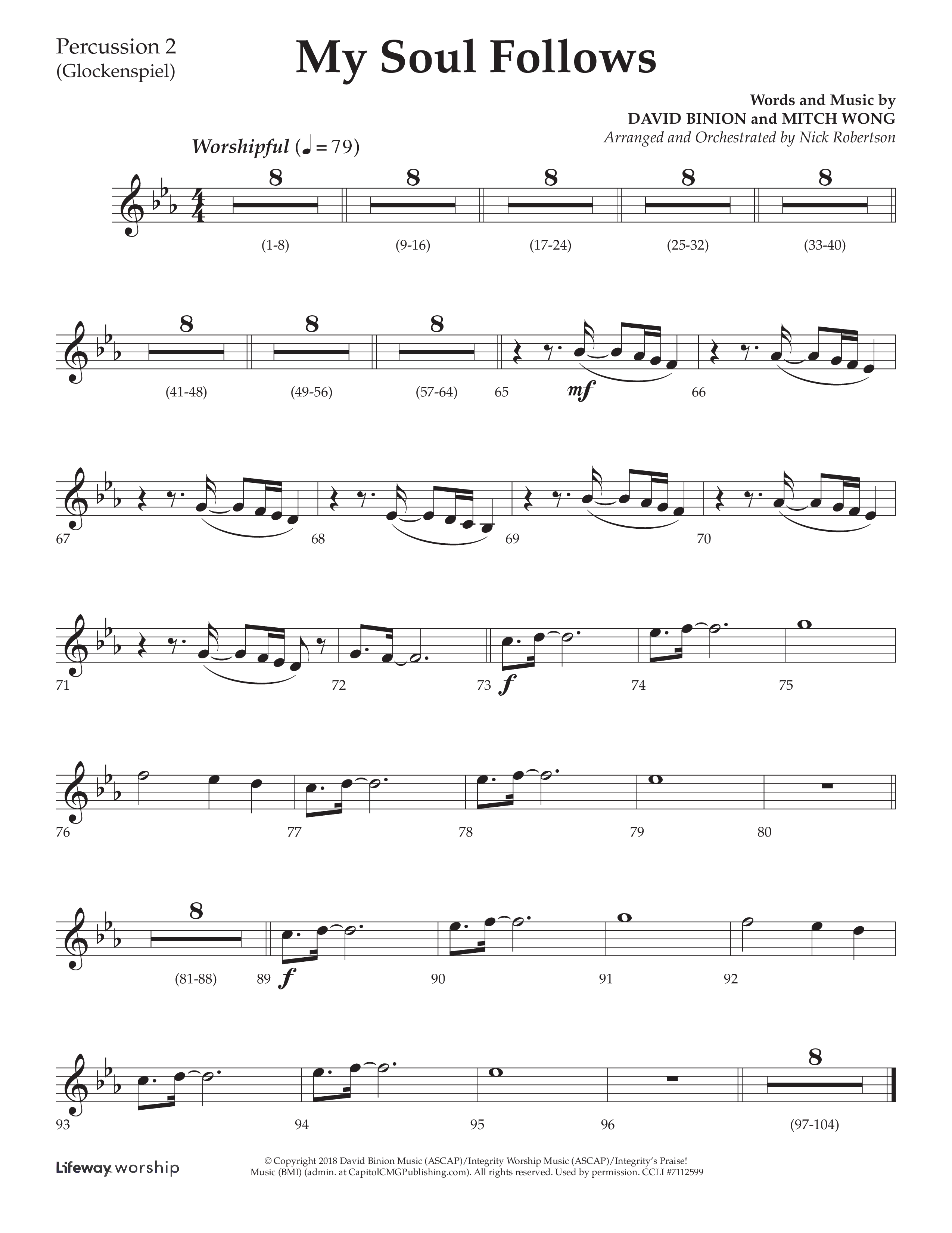 My Soul Follows (Choral Anthem SATB) Percussion 1/2 (Lifeway Choral / Arr. Nick Robertson)