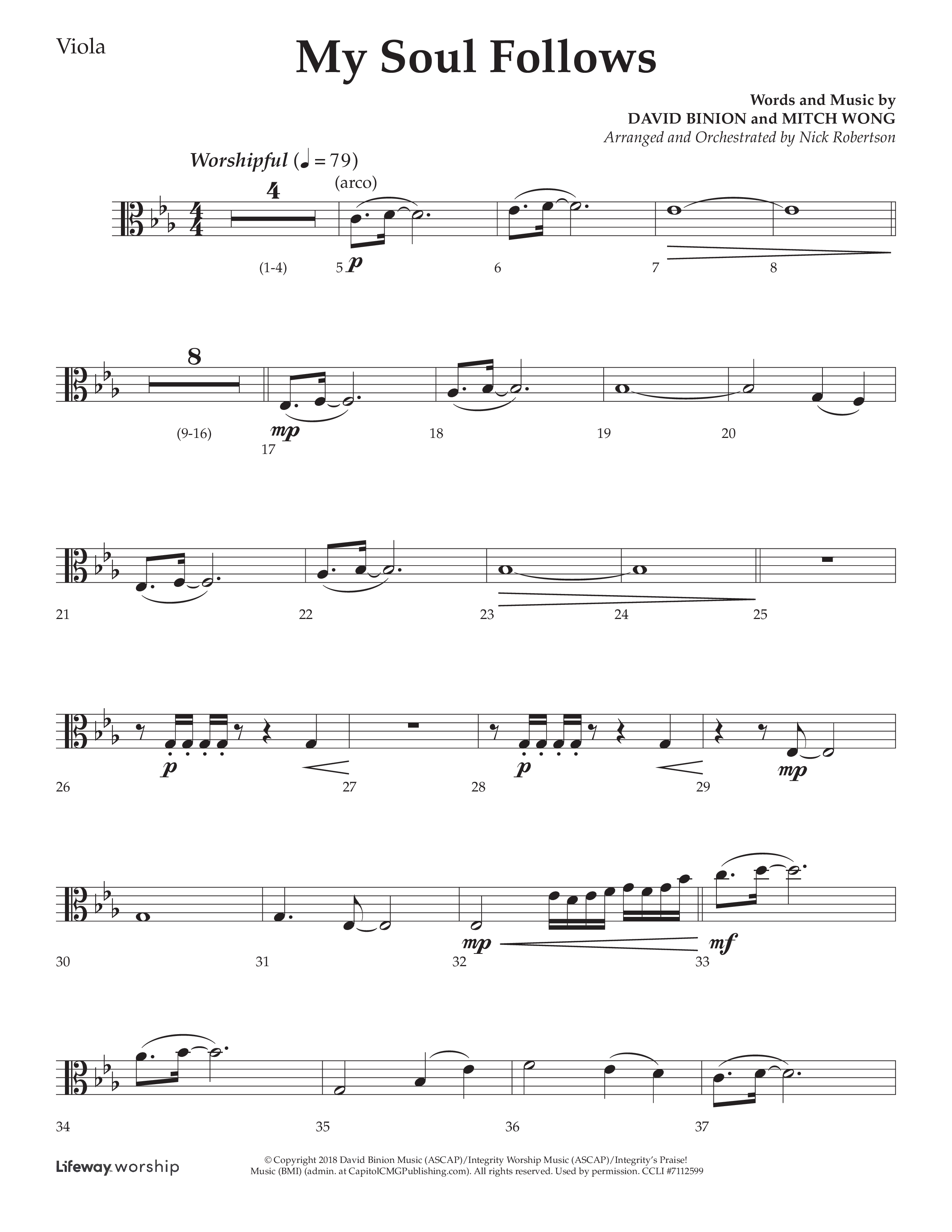 My Soul Follows (Choral Anthem SATB) Viola (Lifeway Choral / Arr. Nick Robertson)