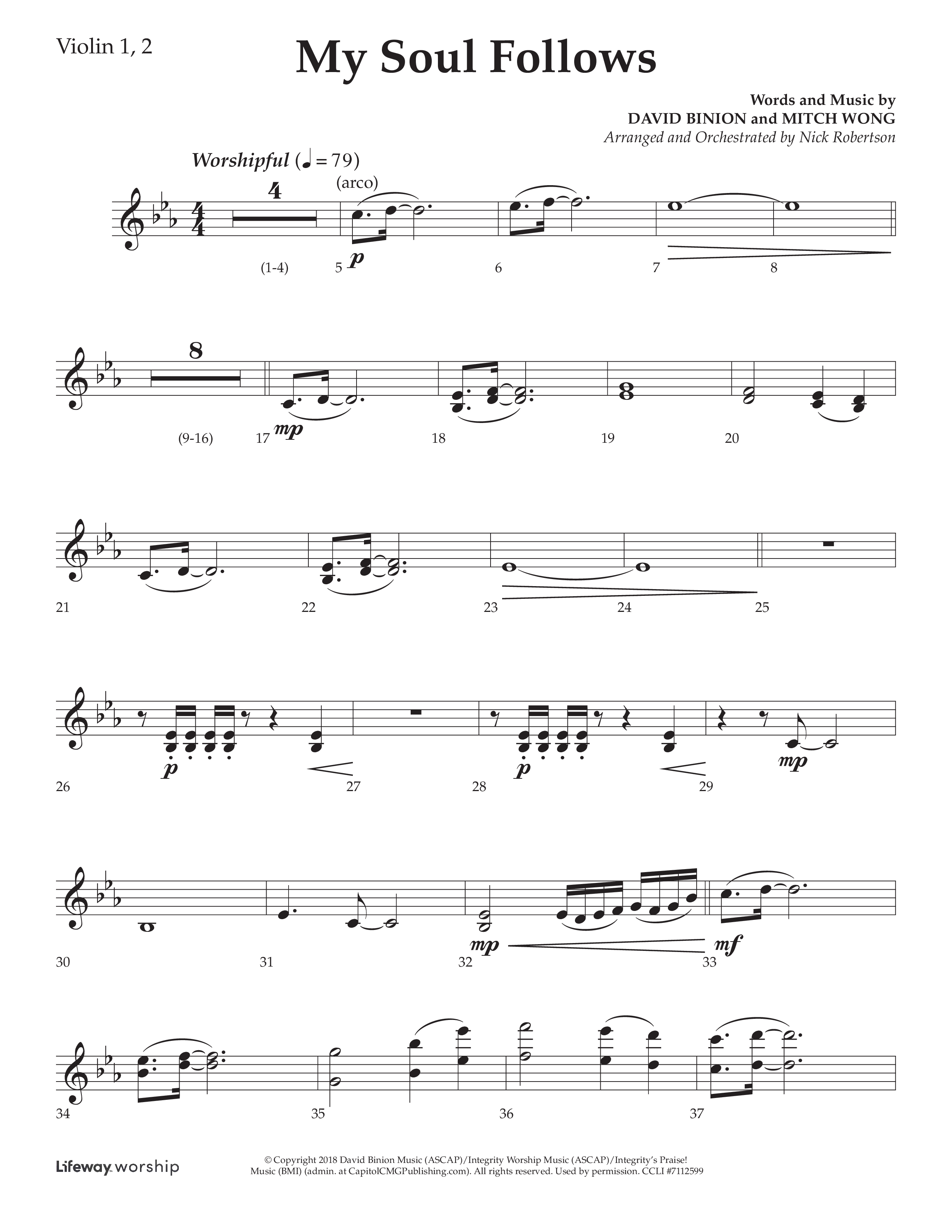 My Soul Follows (Choral Anthem SATB) Violin 1/2 (Lifeway Choral / Arr. Nick Robertson)