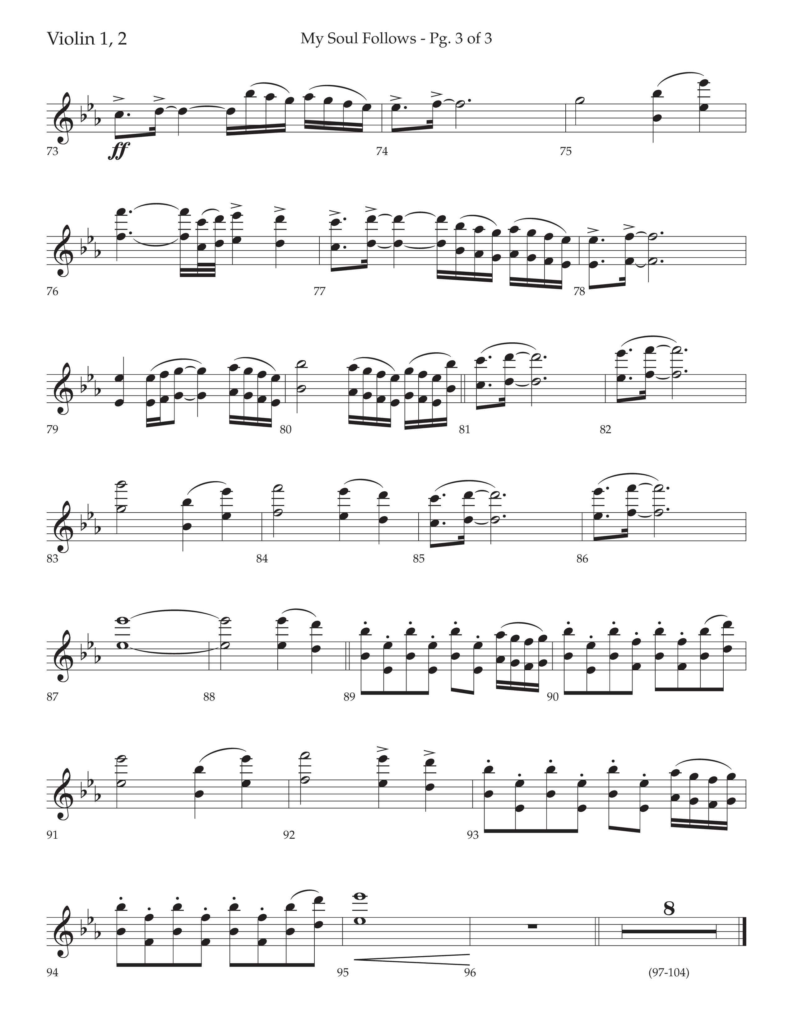 My Soul Follows (Choral Anthem SATB) Violin 1/2 (Lifeway Choral / Arr. Nick Robertson)