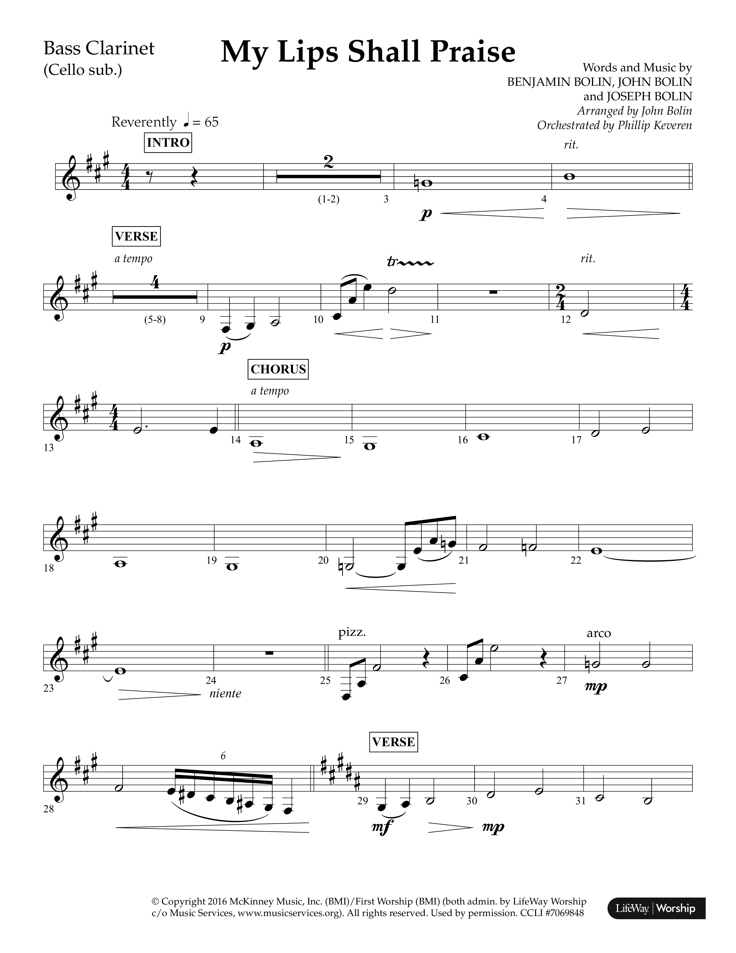 My Lips Shall Praise (Choral Anthem SATB) Bass Clarinet (Lifeway Choral / Arr. John Bolin / Orch. Phillip Keveren)