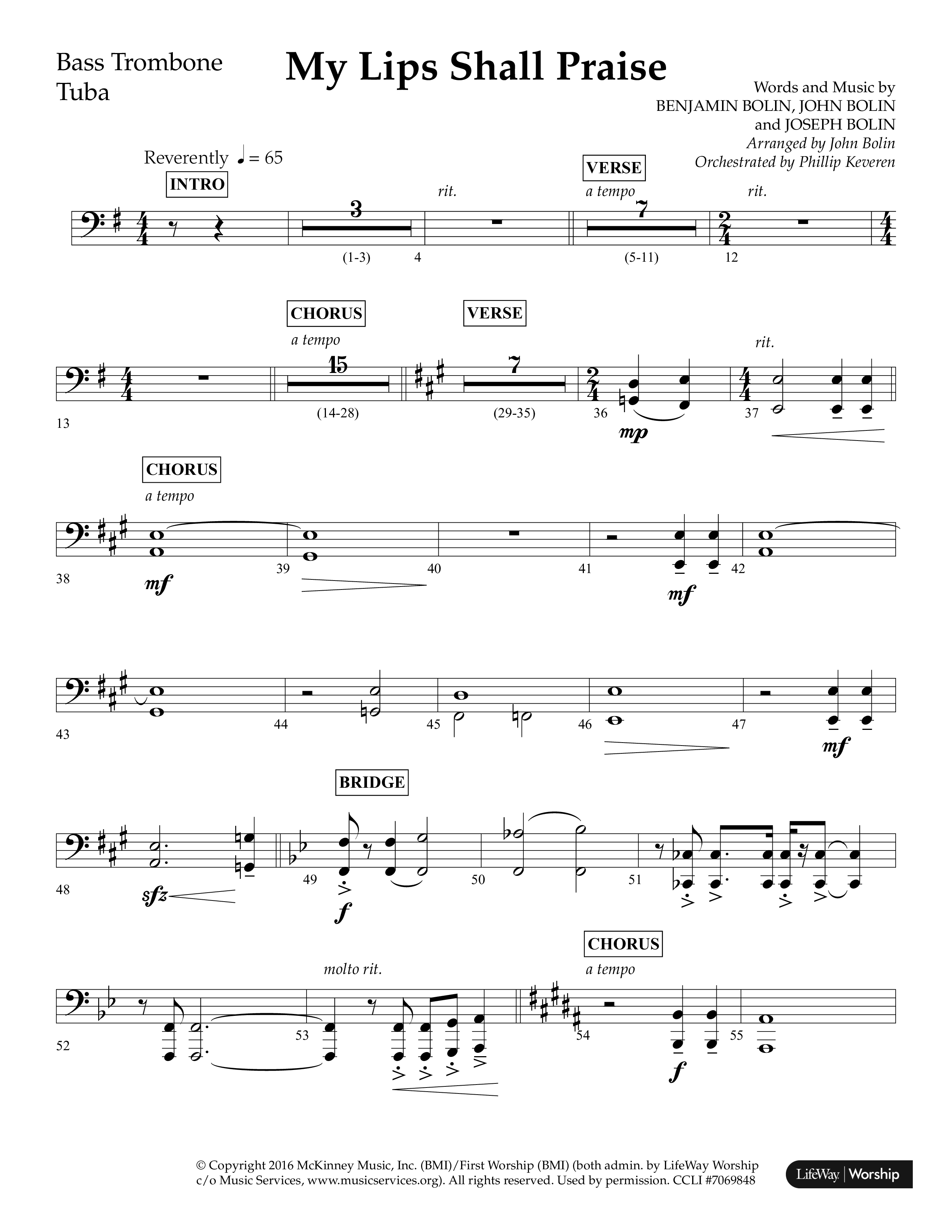 My Lips Shall Praise (Choral Anthem SATB) Orchestration (Lifeway Choral / Arr. John Bolin / Orch. Phillip Keveren)