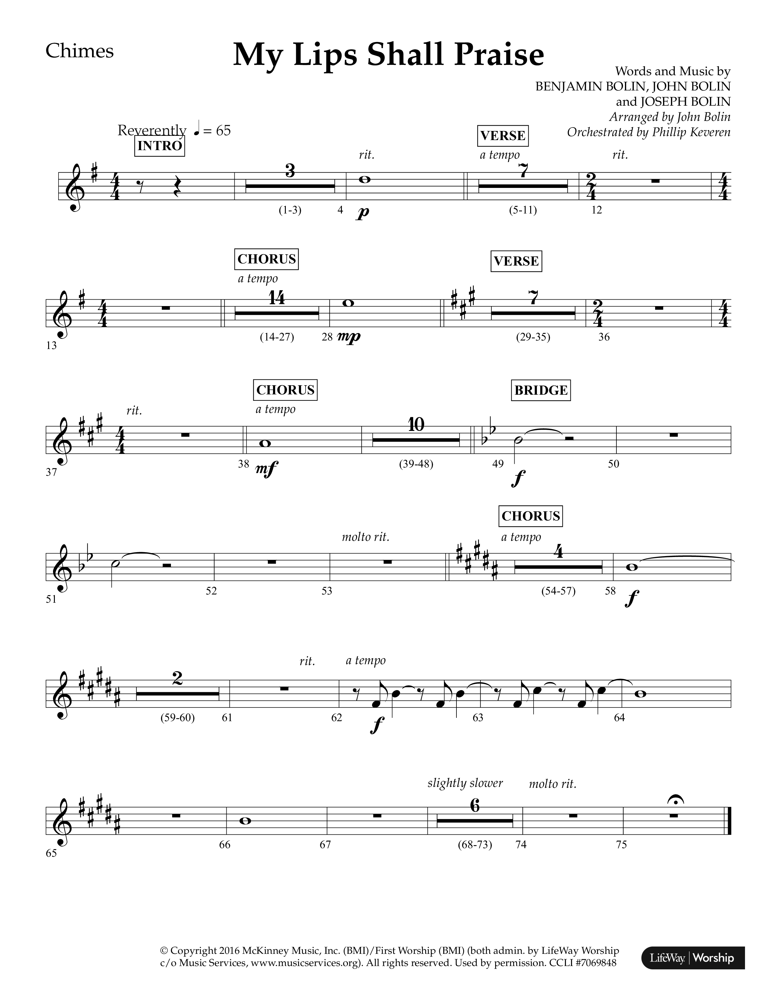 My Lips Shall Praise (Choral Anthem SATB) Chimes (Lifeway Choral / Arr. John Bolin / Orch. Phillip Keveren)