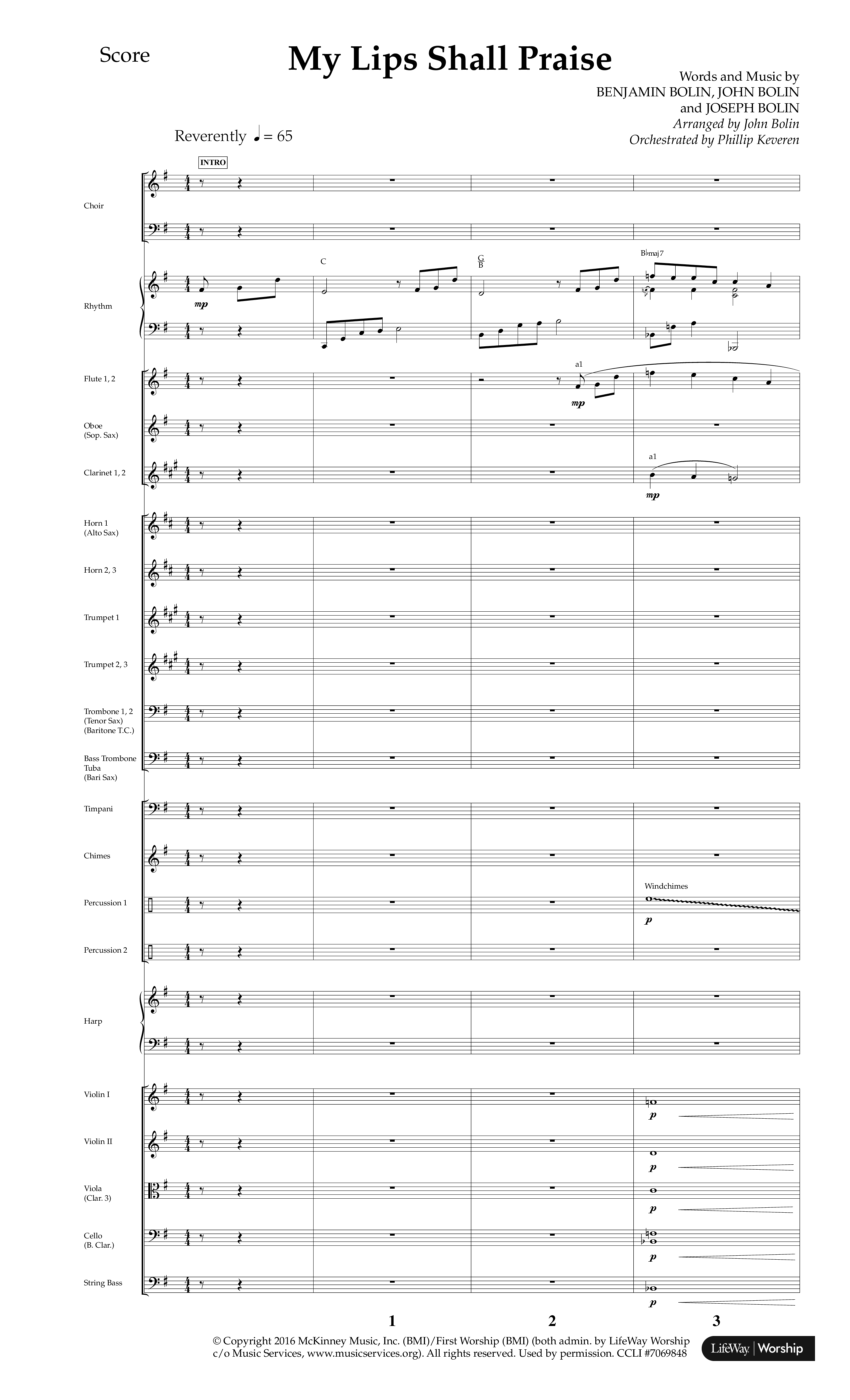My Lips Shall Praise (Choral Anthem SATB) Orchestration (Lifeway Choral / Arr. John Bolin / Orch. Phillip Keveren)