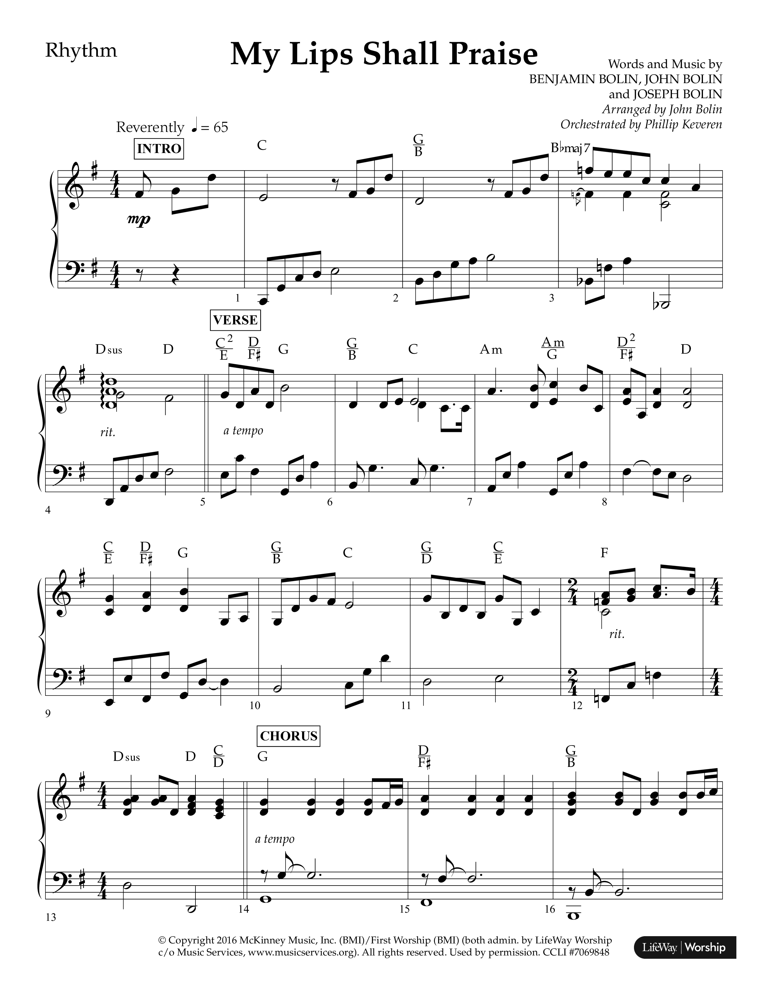 My Lips Shall Praise (Choral Anthem SATB) Lead Melody & Rhythm (Lifeway Choral / Arr. John Bolin / Orch. Phillip Keveren)