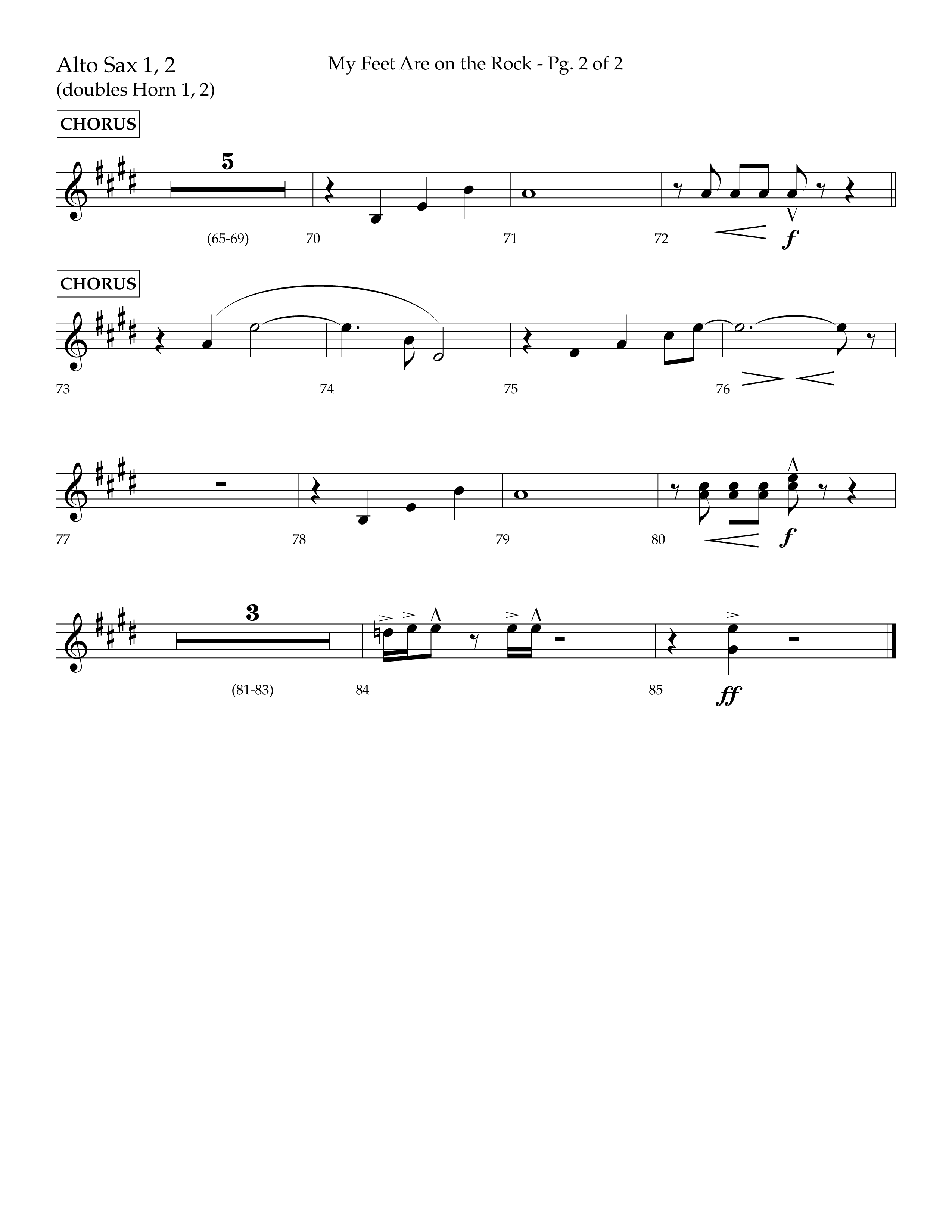 My Feet Are On The Rock (Choral Anthem SATB) Alto Sax 1/2 (Lifeway Choral / Arr. Daniel Semsen)