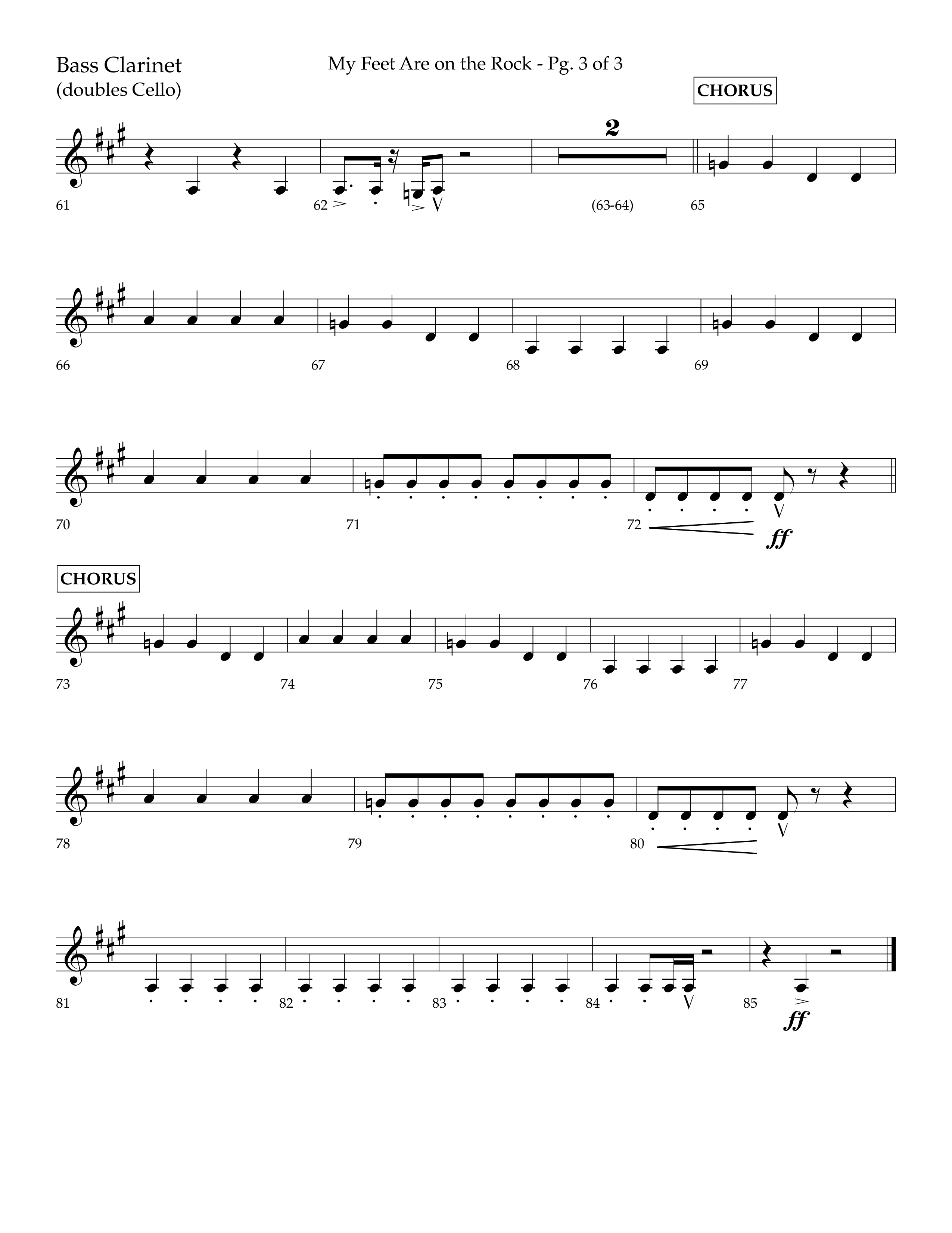 My Feet Are On The Rock (Choral Anthem SATB) Bass Clarinet (Lifeway Choral / Arr. Daniel Semsen)